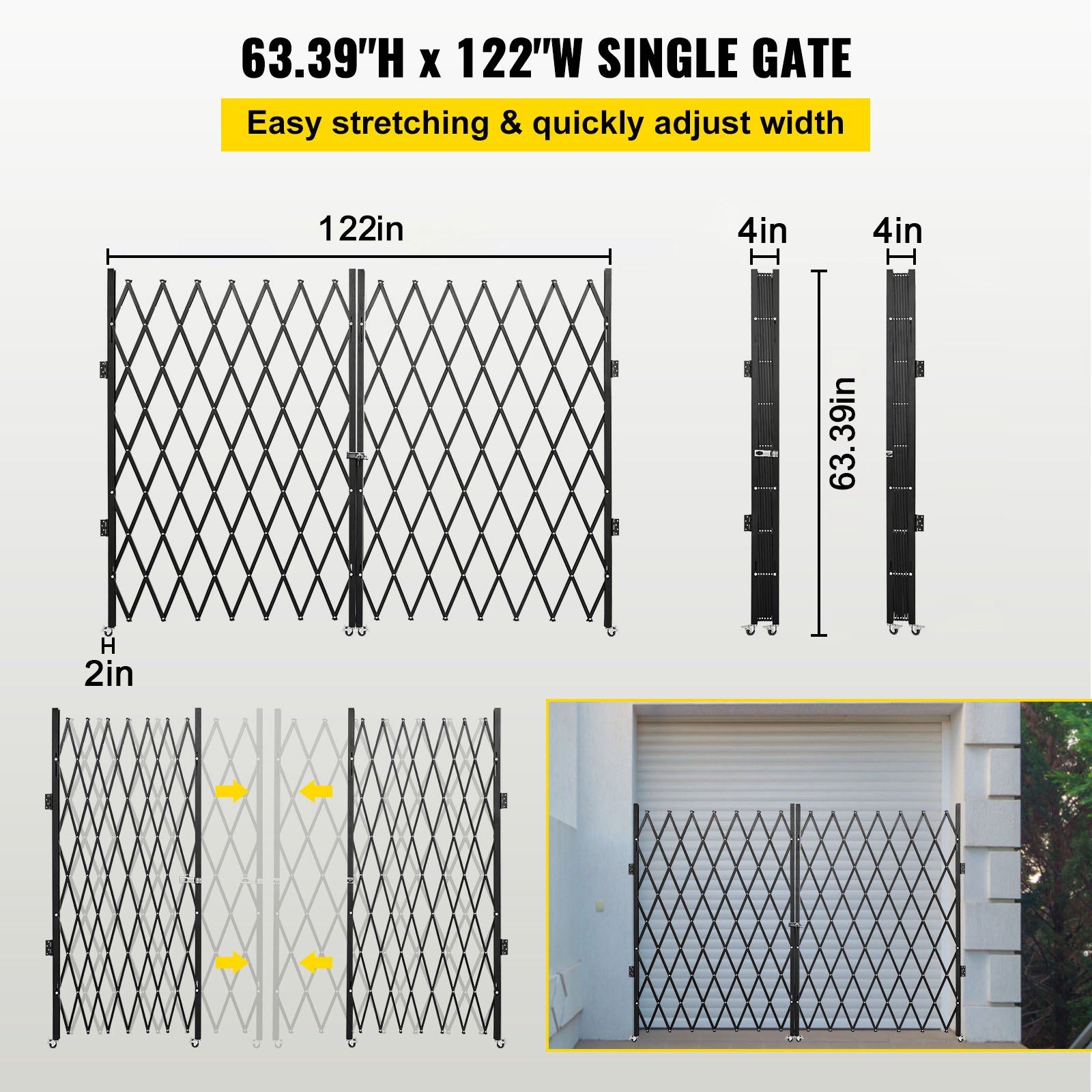 Double Folding Security Gate Door 152.4 Cm H X 304.8 Cm W Scissor — image 3