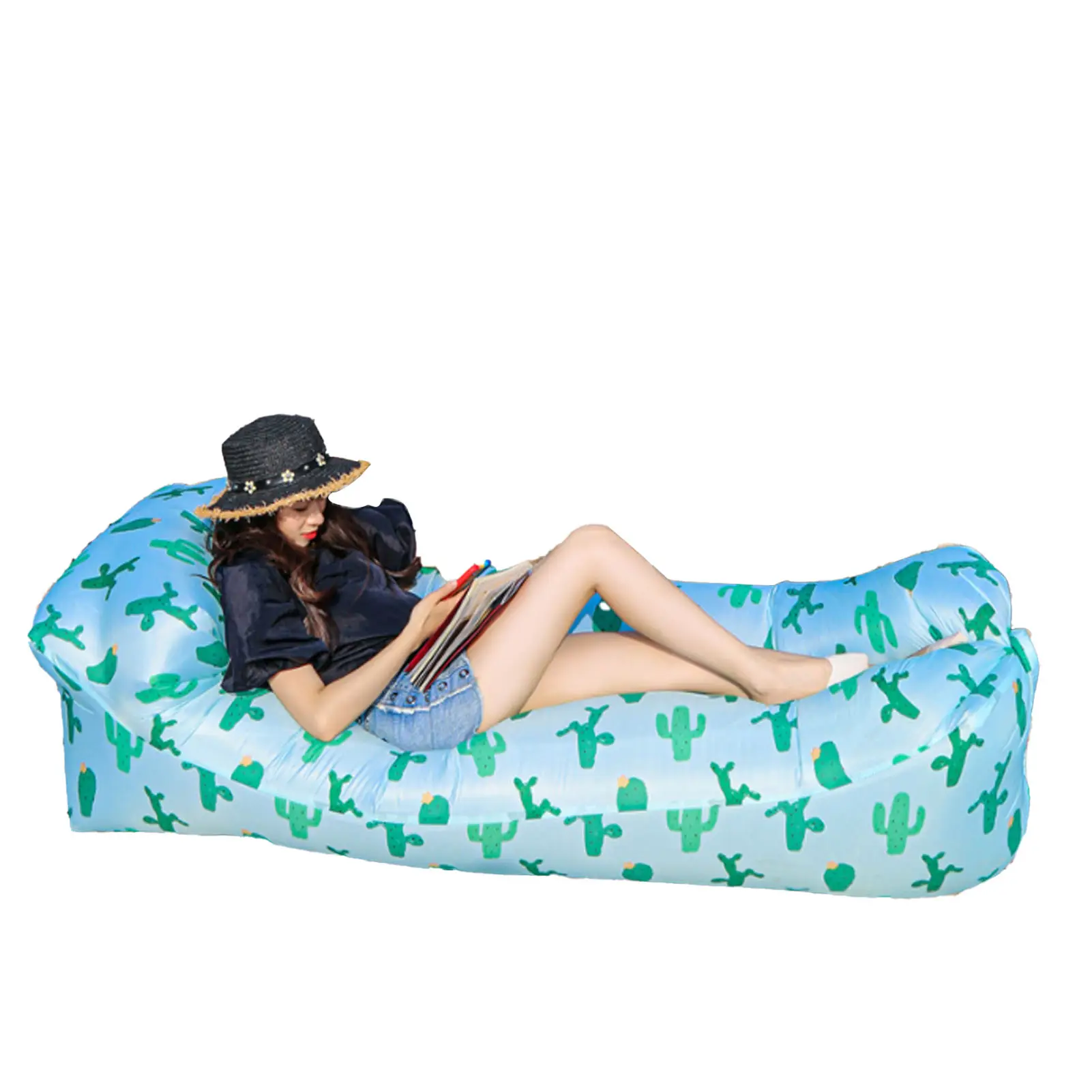 Inflatable Lounger Portable Foldable Polyester Fiber Comfortable