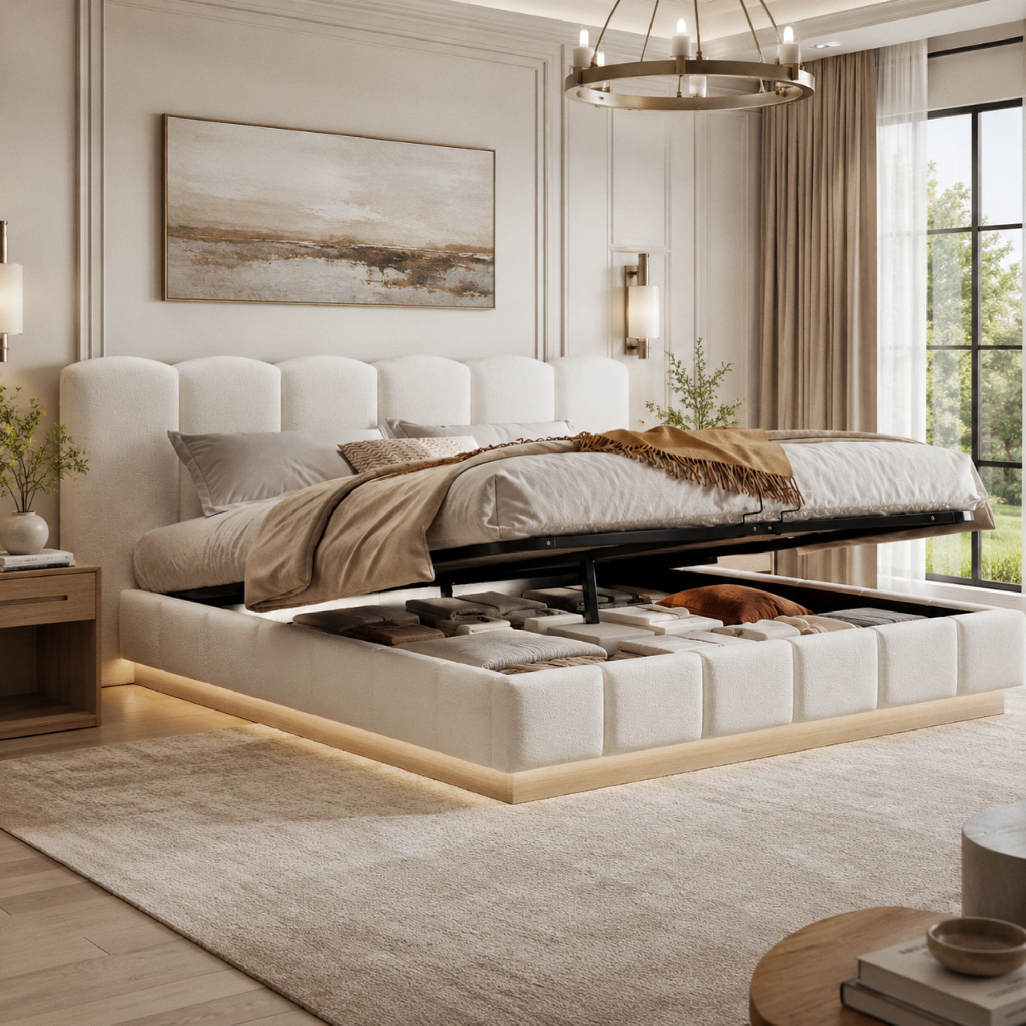 6FT Super King Size Ottoman Storage Bed 180 X 200 Cm Hydraulic Lift-Up — image 5