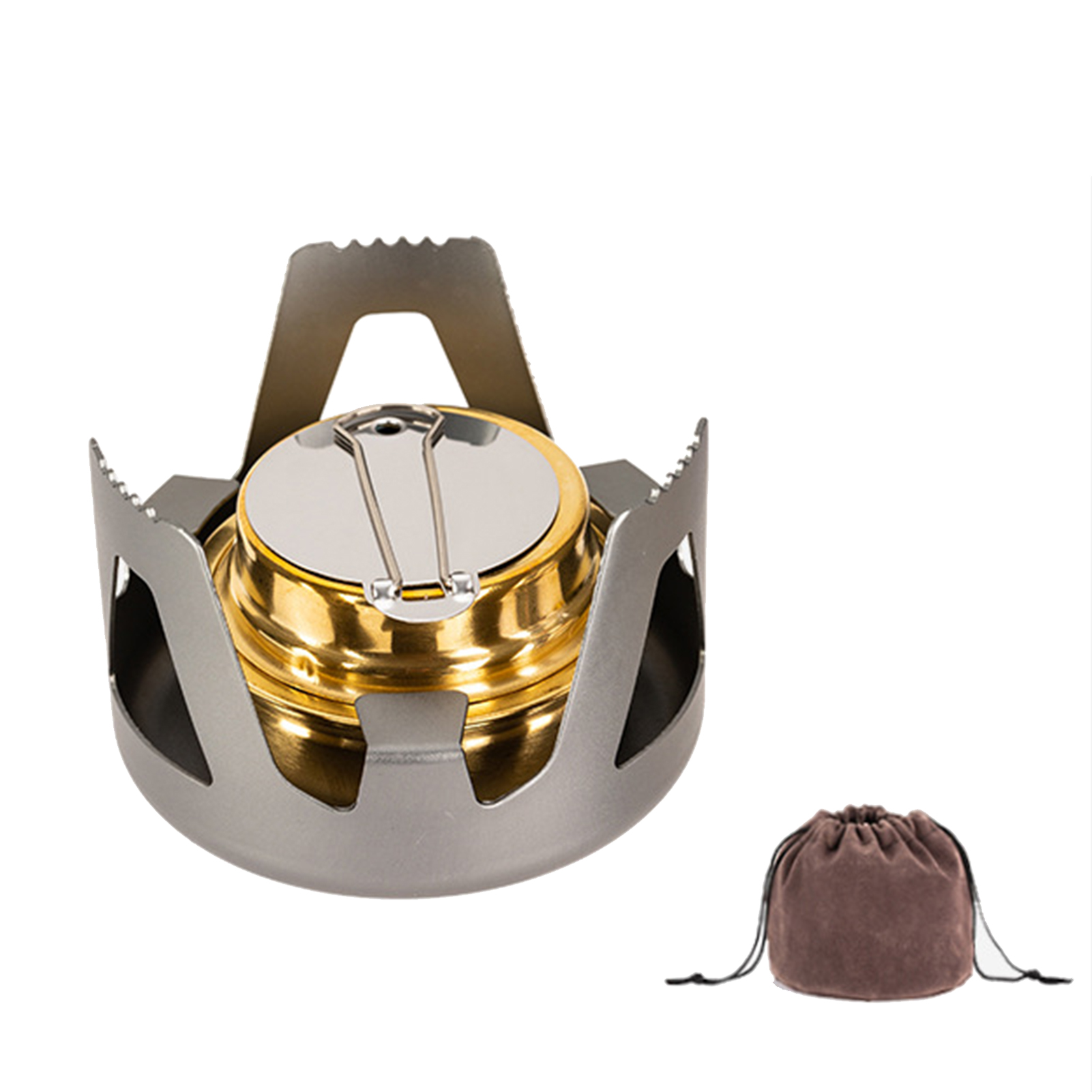 Portable Alcohol Stove Small Brass Spirit Burner With Aluminium Stand Ultralight Cookware For Outdoors Camping Hiking Backpacking Picnic — foto 4