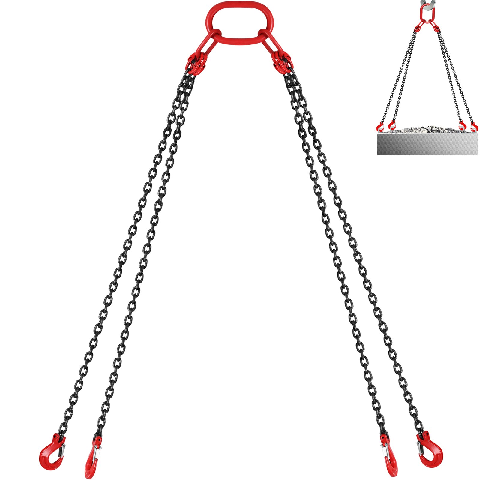 304.8 Cm Lifting Chain Sling, 7.9 Mm Hanging Lift Chain, 4989.5 Kg Capacity G80 Alloy Steel Engine Chain Hoist Lifts Heavy Duty 5 Ton With 4 Leg Grab Hooks And Adjuster product image