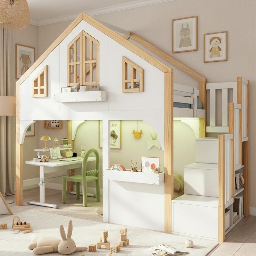 Lit superposé, lit mezzanine, lit enfant, lit en bois – Image 2