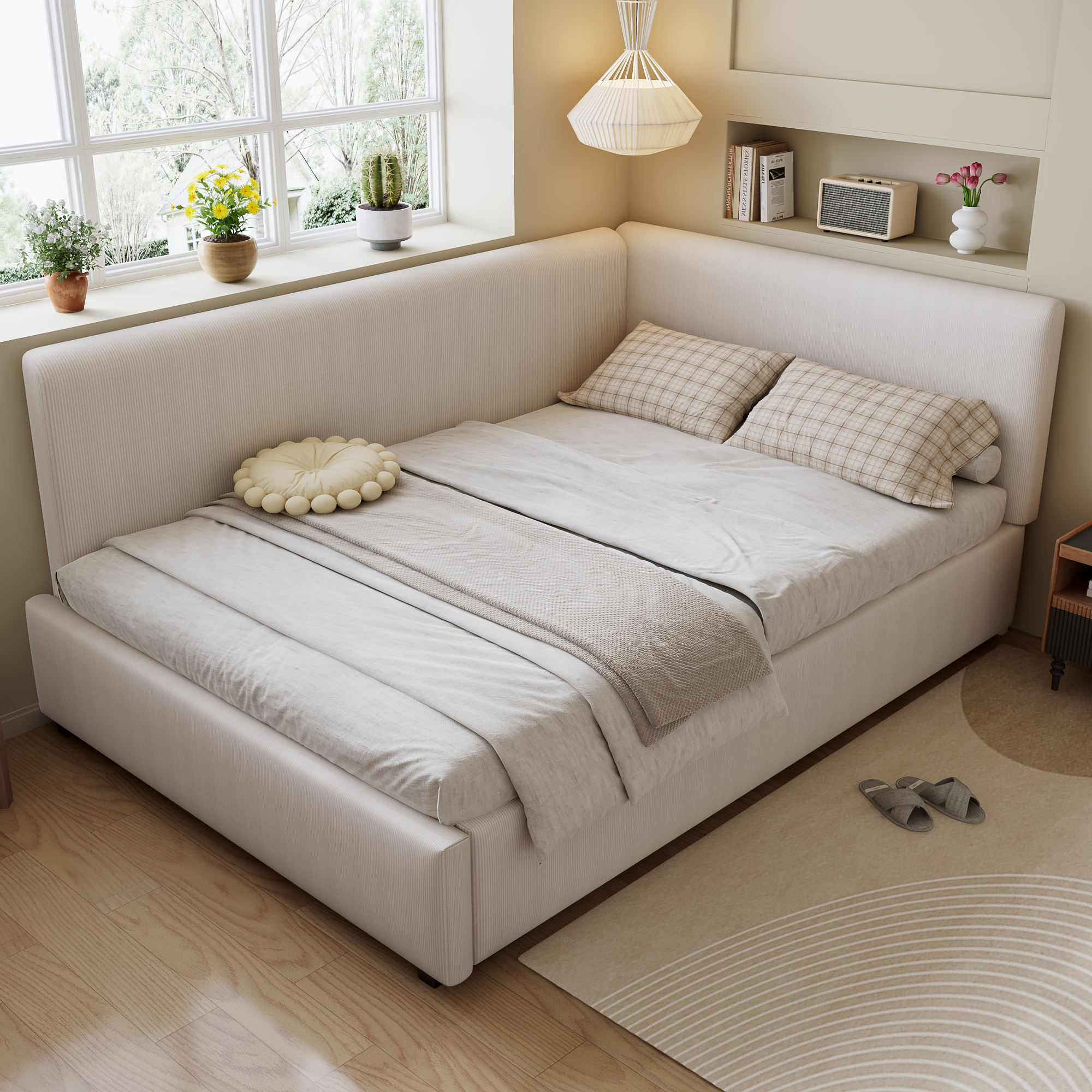 Upholstered Bed, 4ft6 Double 135x190cm, With Wooden Slats, Side Rails On — image 4