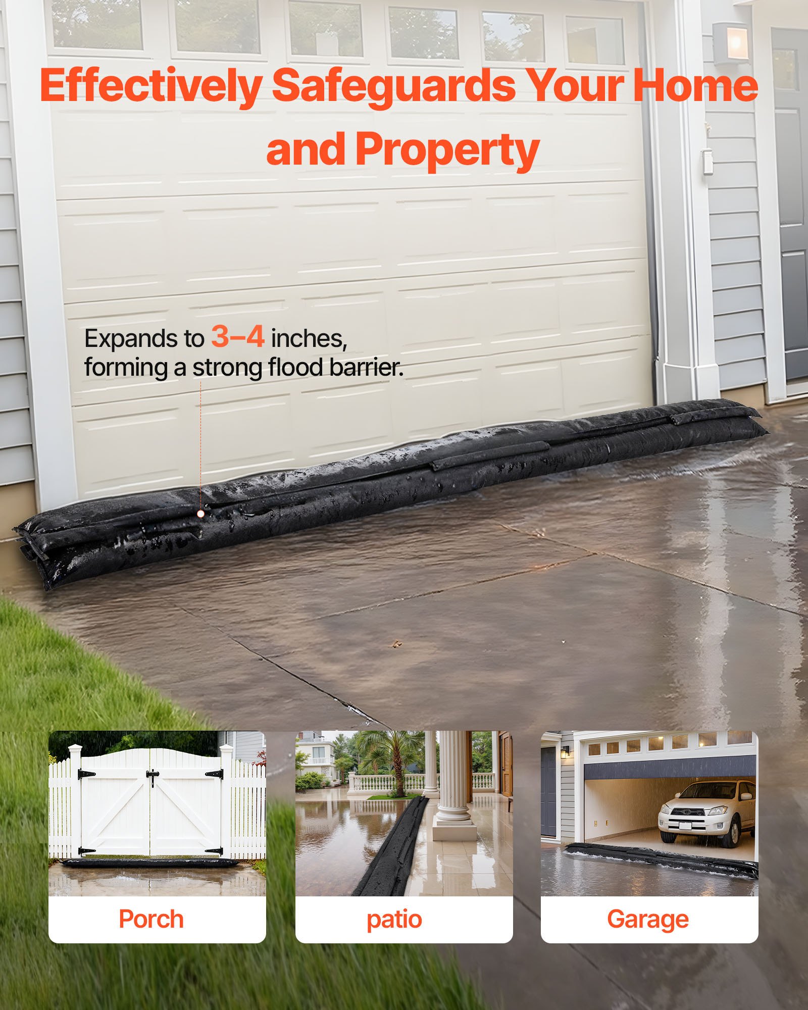 Flood Barrier, 8 Pack, 3050 X 210 Mm Bags Activated By Water, Absorbent — image 2