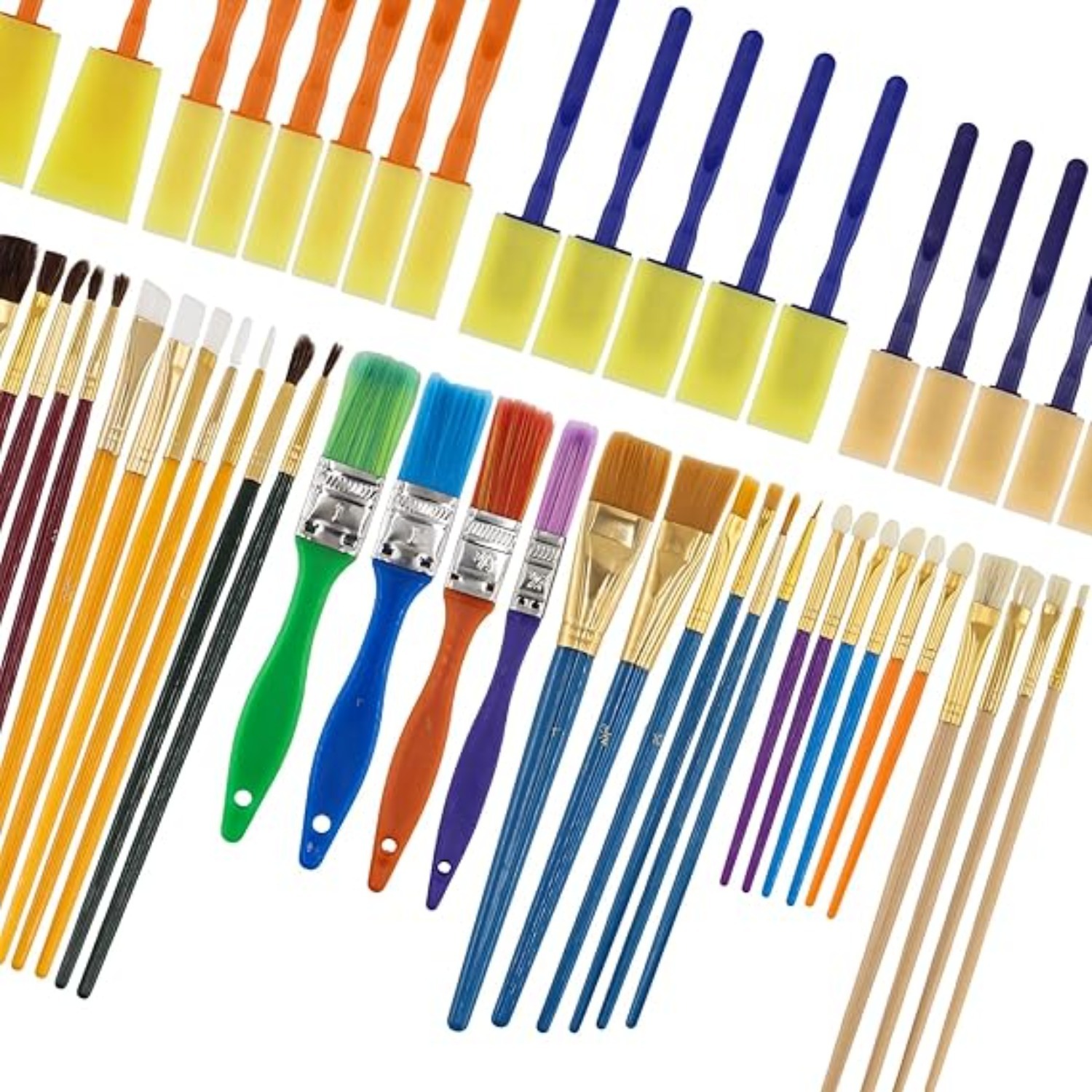 30-piece Brush Set With Color Palettes; Colorful Brush Set; Beginner's Art Brushes For Watercolor, Oil, Acrylic, And Face Painting
