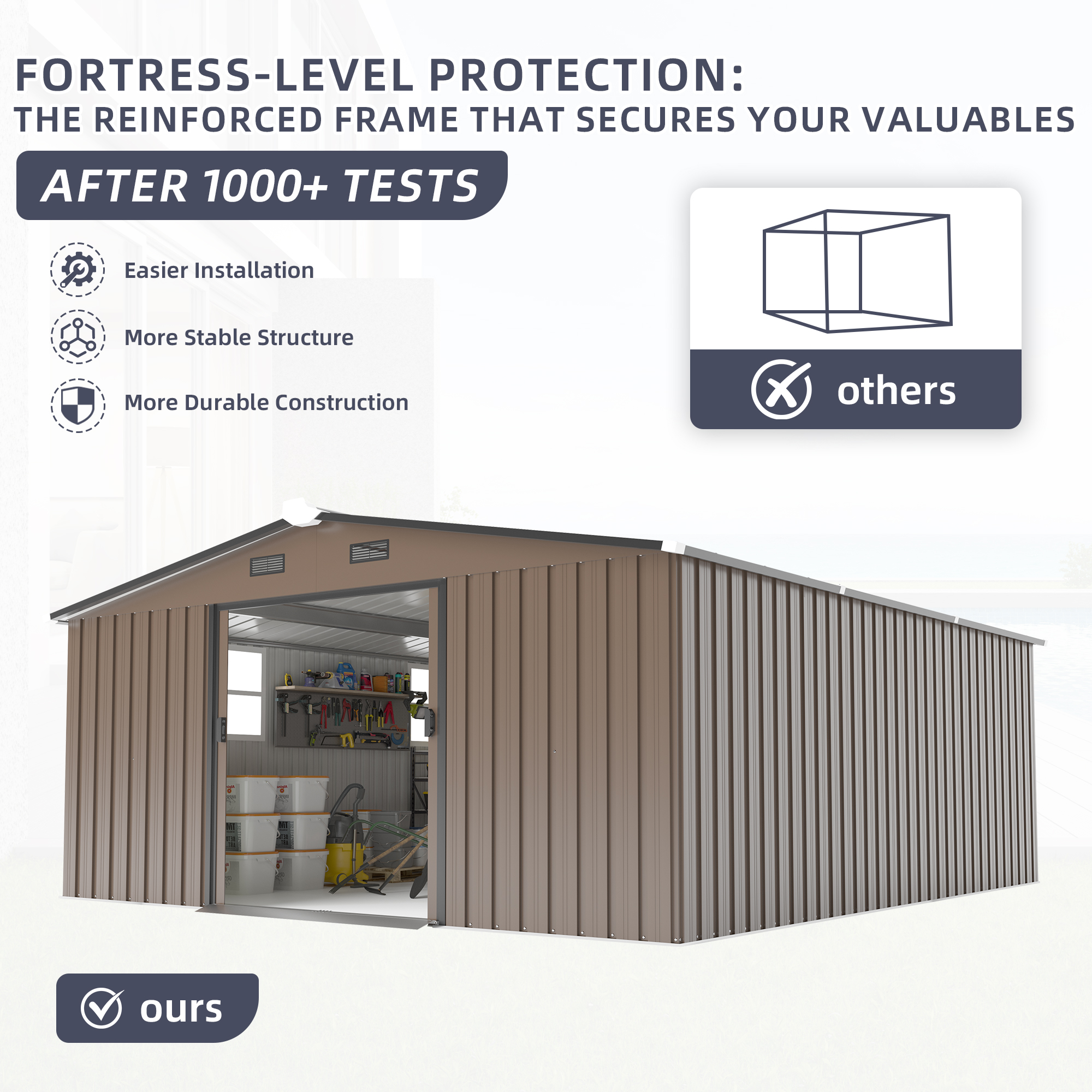 Campcraft 10x12ft 0.23mm Color Steel Plate, Surface Protective Film, Two Daylight Windows, A Practical And Thoughtful Gift,two Colors Can Be Freely Selected Storage Sheds