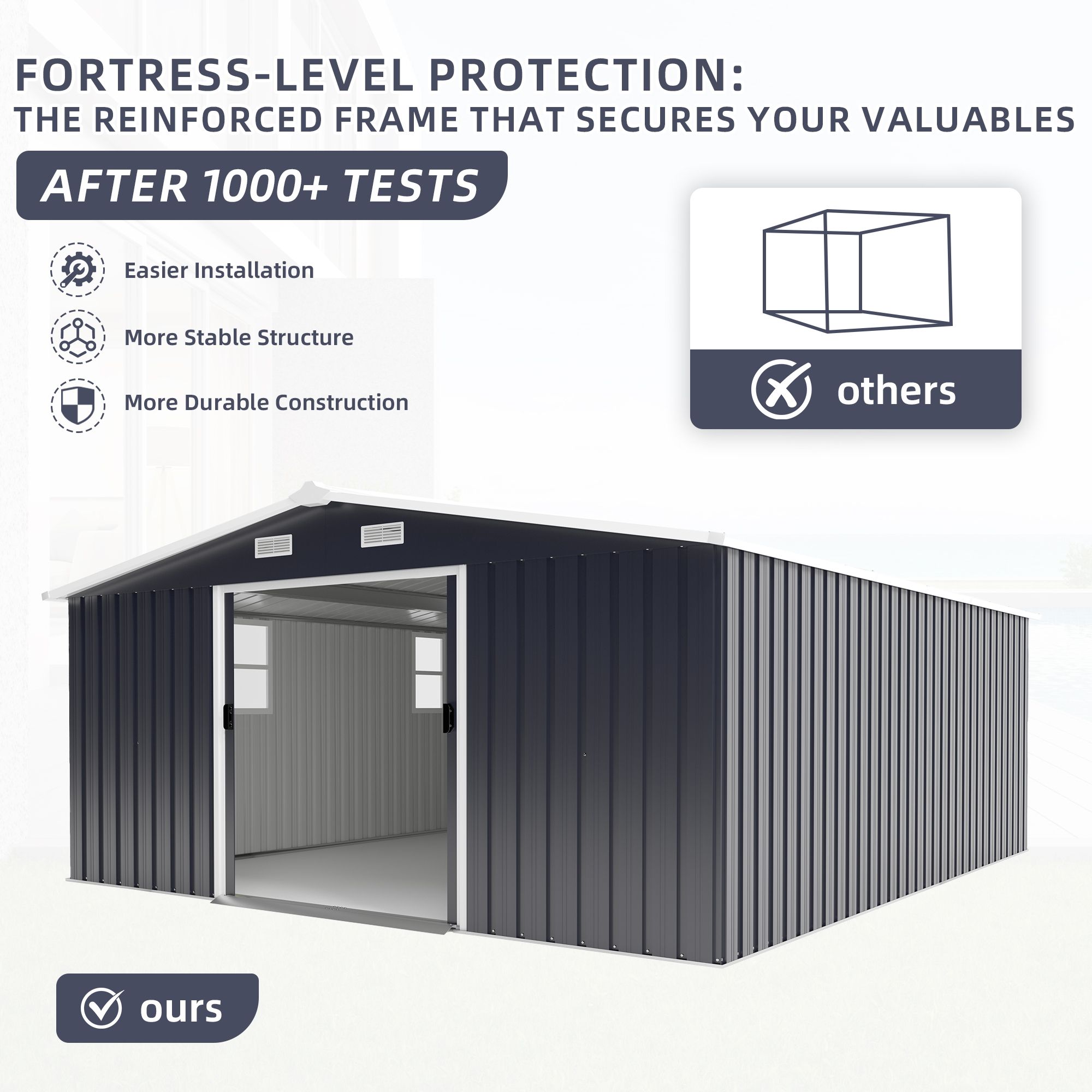 Campcraft 10x12ft 0.23mm Color Steel Plate, Surface Protective Film, Two Daylight Windows, A Practical And Thoughtful Gift,two Colors Can Be Freely Selected Storage Sheds — foto 5