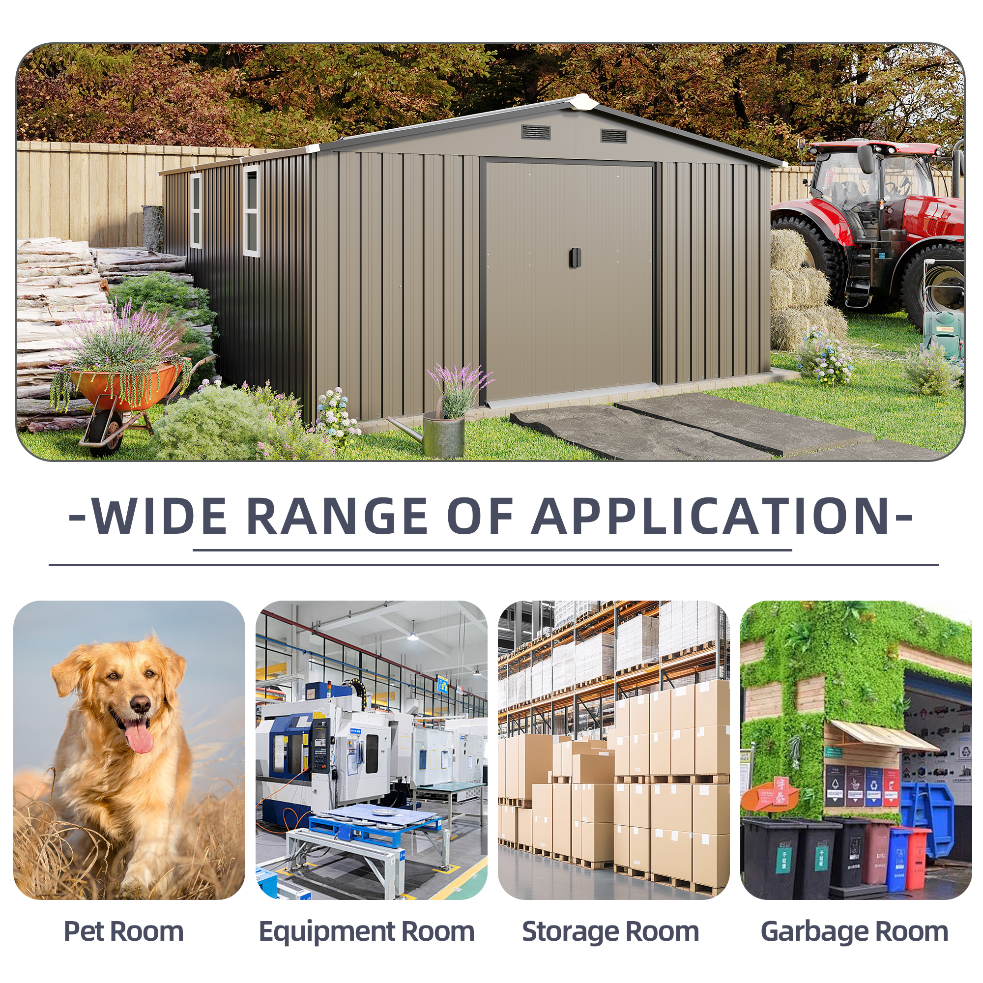 Campcraft 10x12ft  0.23mm Color Steel Plate, Surface Protective Film, Two Daylight Windows, A Practical And Thoughtful Gift,two Colors Can Be Freely Selected Storage Sheds — foto 2