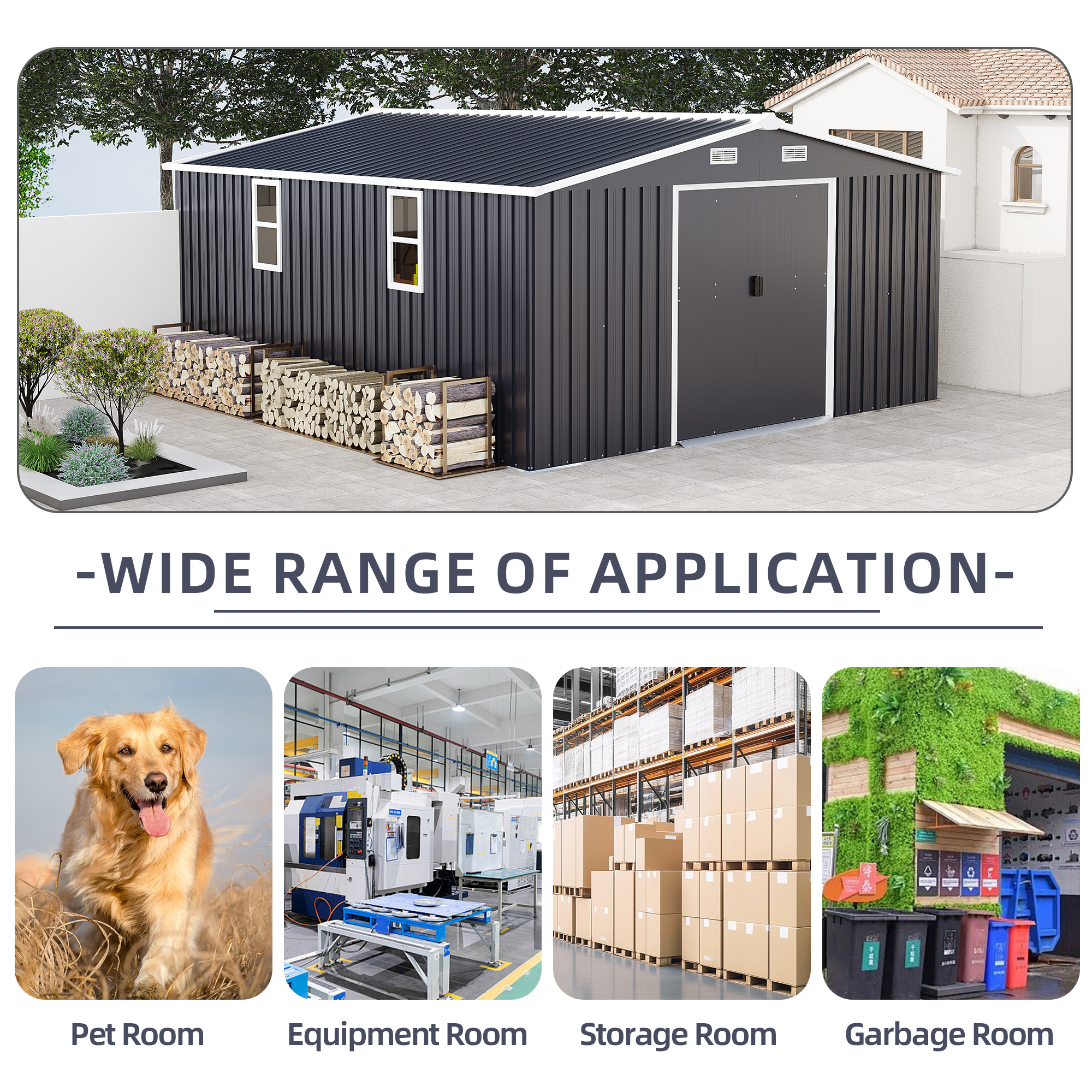 Campcraft 10x12ft 0.23mm Color Steel Plate, Surface Protective Film, Two Daylight Windows, A Practical And Thoughtful Gift,two Colors Can Be Freely Selected Storage Sheds — foto 4