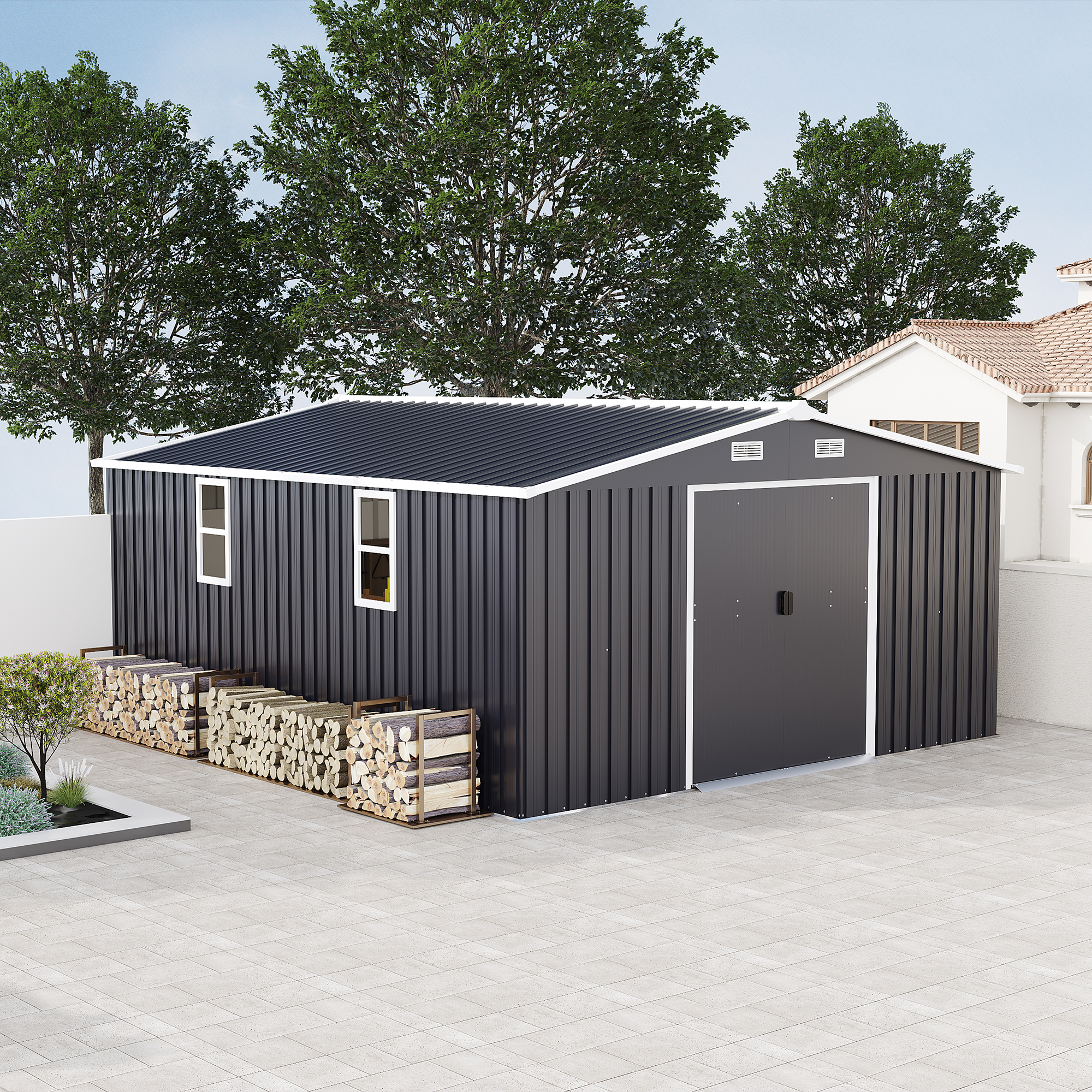 Campcraft 10x12ft 0.23mm Color Steel Plate, Surface Protective Film, Two Daylight Windows, A Practical And Thoughtful Gift,two Colors Can Be Freely Selected Storage Sheds — foto 2