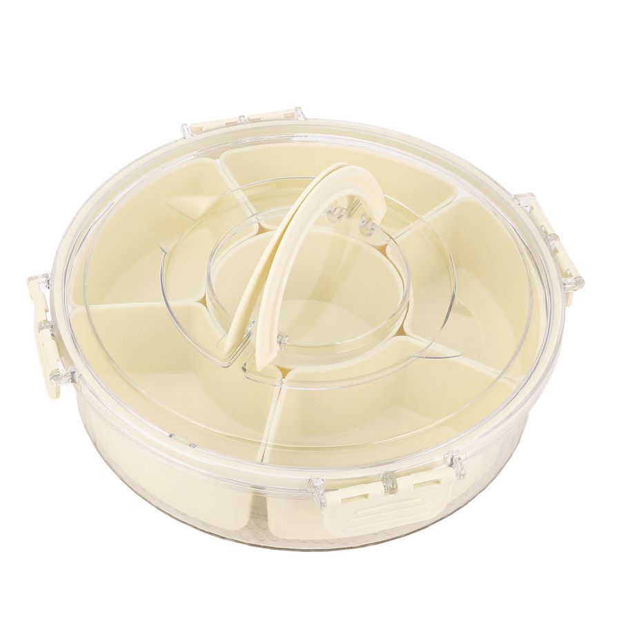 360° Rotating Divider Tray 6 Compartments Compact Sealed Snack Tray Divided Serving Tray For Road Trips Picnics Large 10 X 31cm / 3.94 X 12.2in