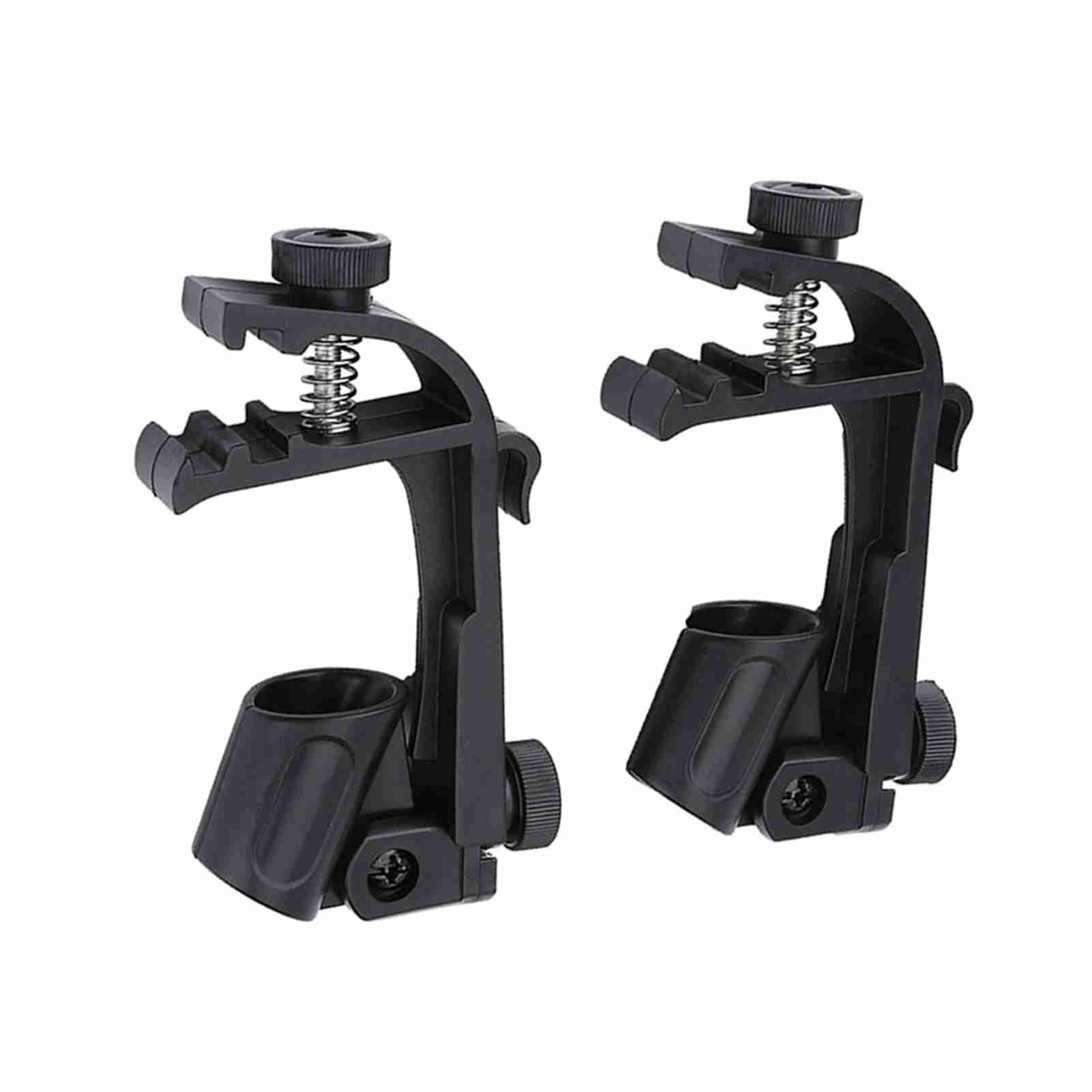 2 Pcs New Portable Adjustable Clips On Drum Mount Rim Microphone Shockproof Clamp Holder(Black)