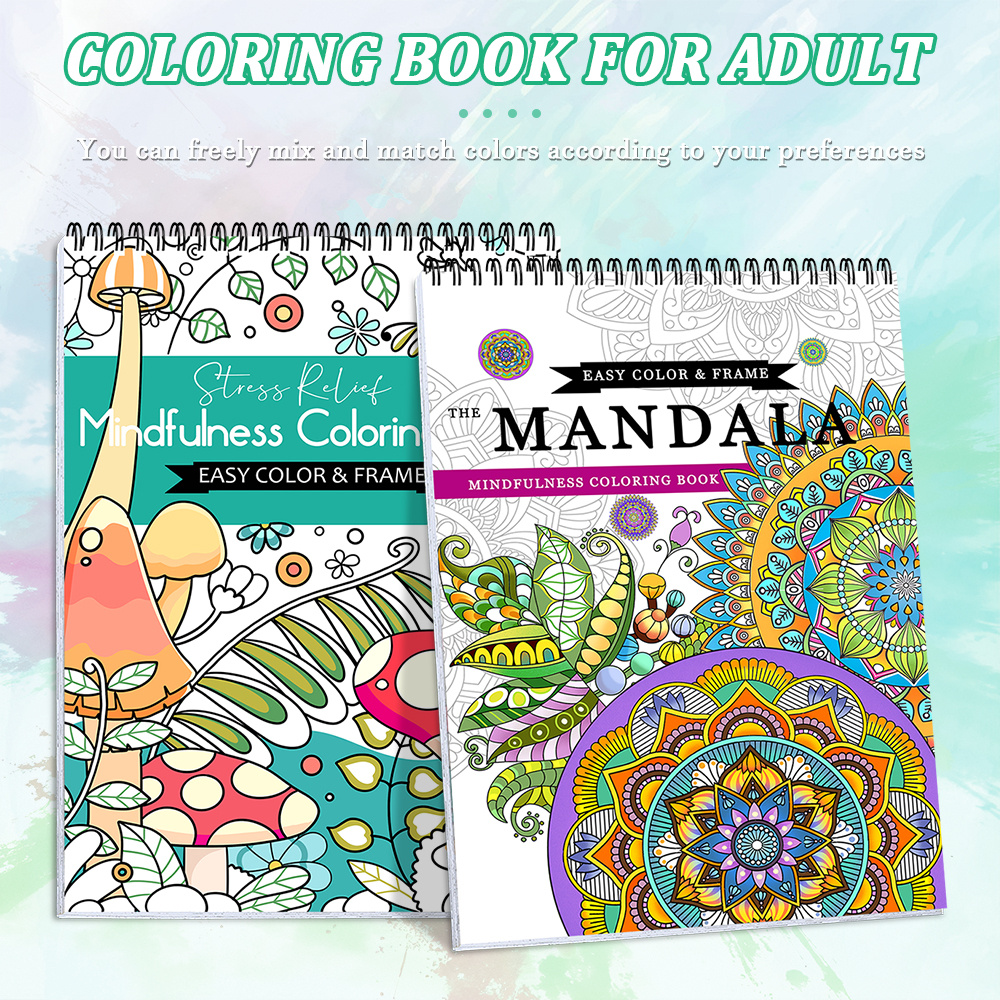 Coloring Book Set For Adults (2-Pack) Relaxing Coloring Books For Adults, Spiral-bound, Suitable For Watercolors, Markers, And Colored Pencils.