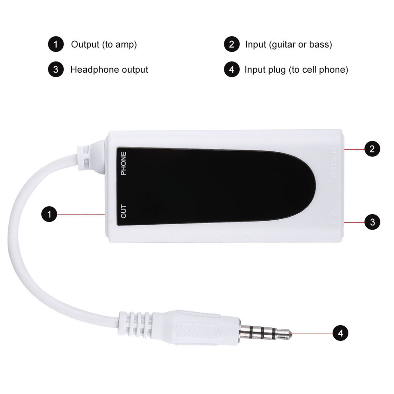 Flanger FC-21 Electric Guitar Bass To Mobile Phone Connector Converter Instruments Accessory thumbnail 3