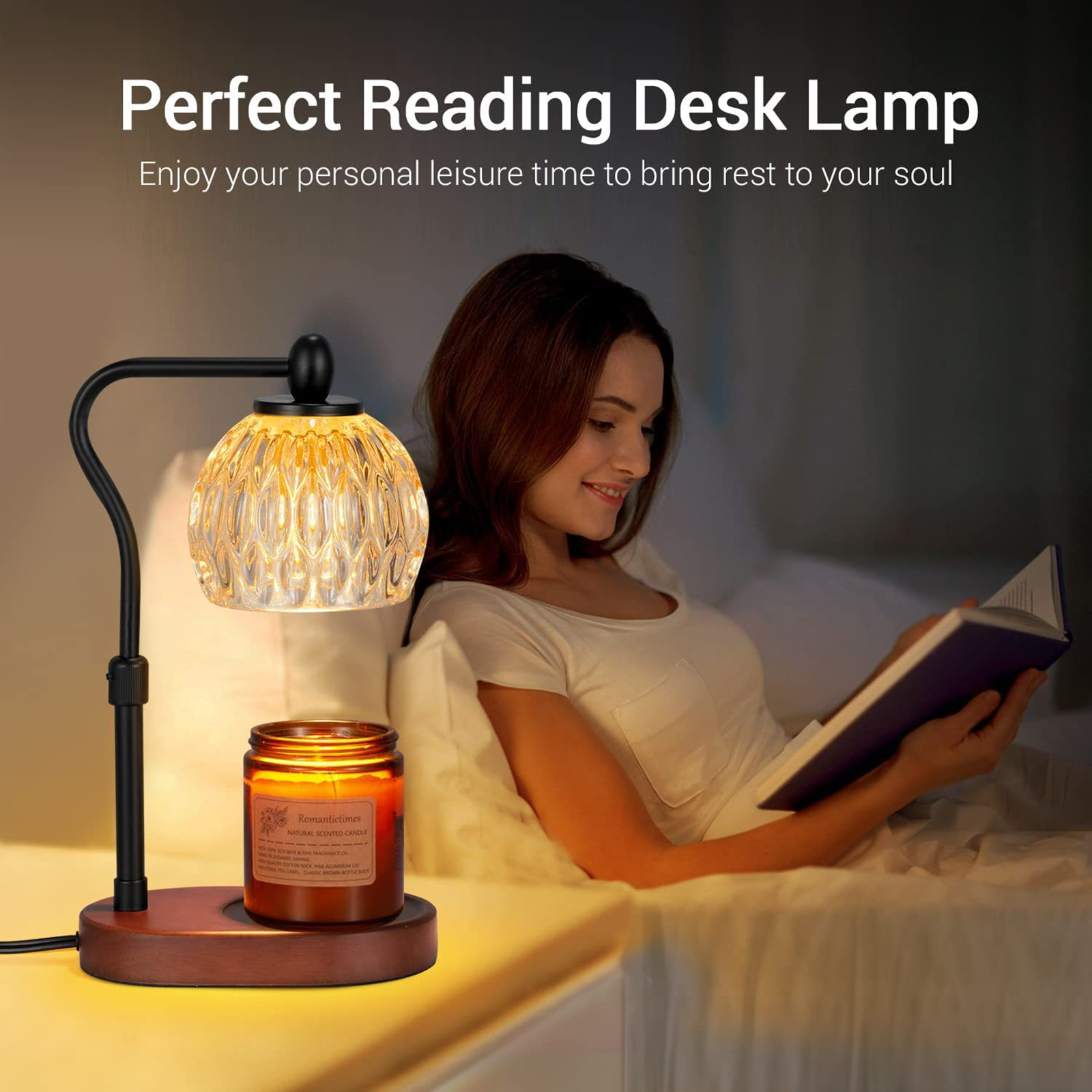 Dimmable Candle Warmer Lamp Scented Candles Wax Melting Lamp Smokeless Candle Essential Oil Melting Lantern With 2H/4H/8H Timer For Small Large Jar Aromatherapy Candle With 2 Light Bulbs — foto 2