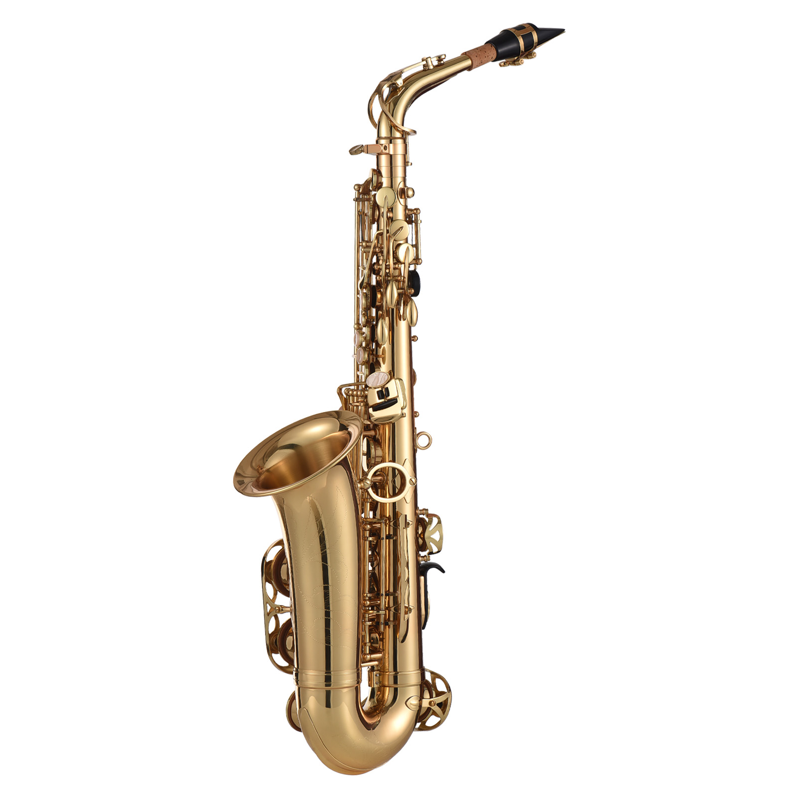 Eb Alto Saxophone Brass Lacquered Gold E Flat Sax 875 Key Type Woodwind Instrument With Cleaning Brush Cloth Gloves Strap Padded Case