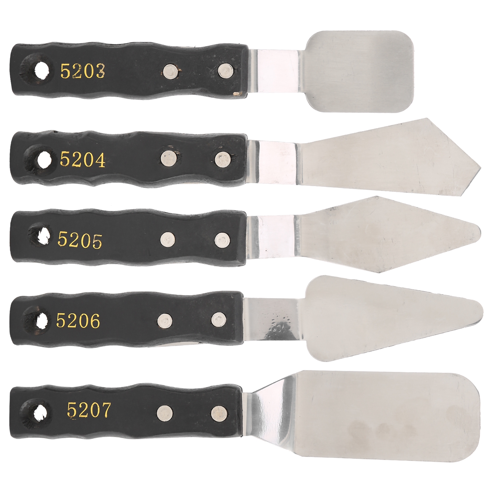 5pc Palette Knives Spatula Black Wood Handle Stainless Steel Oil Acrylic Paint Artist Knife