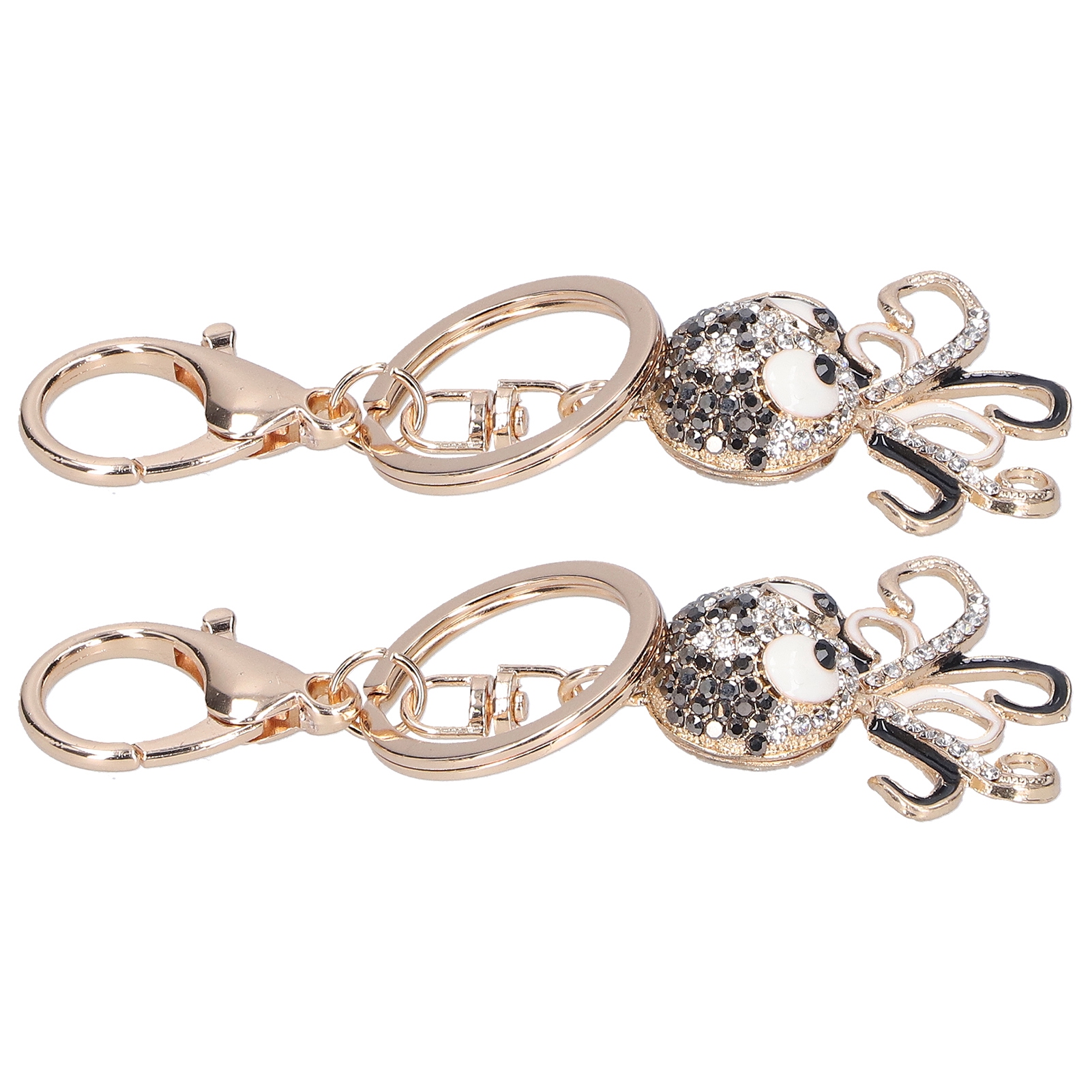 2PCS Fashion Octopus Shaped Rhinestones Keychain Key Ring Bag Charm Pendant Gift(Black Black ) — foto 2
