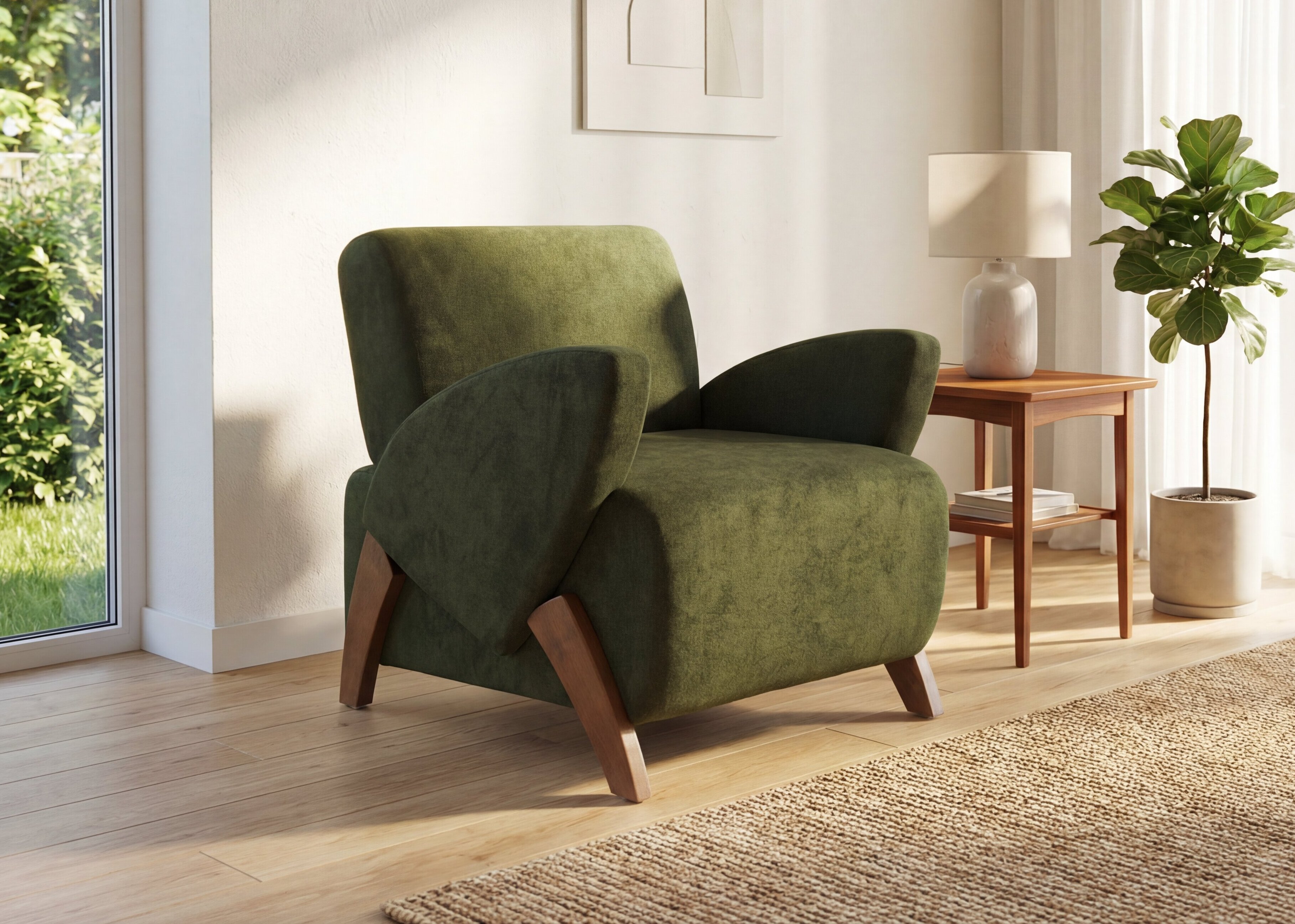 Chaise longue, canapé décoratif en tissu velours Accent 28,15pouces, avec quatre