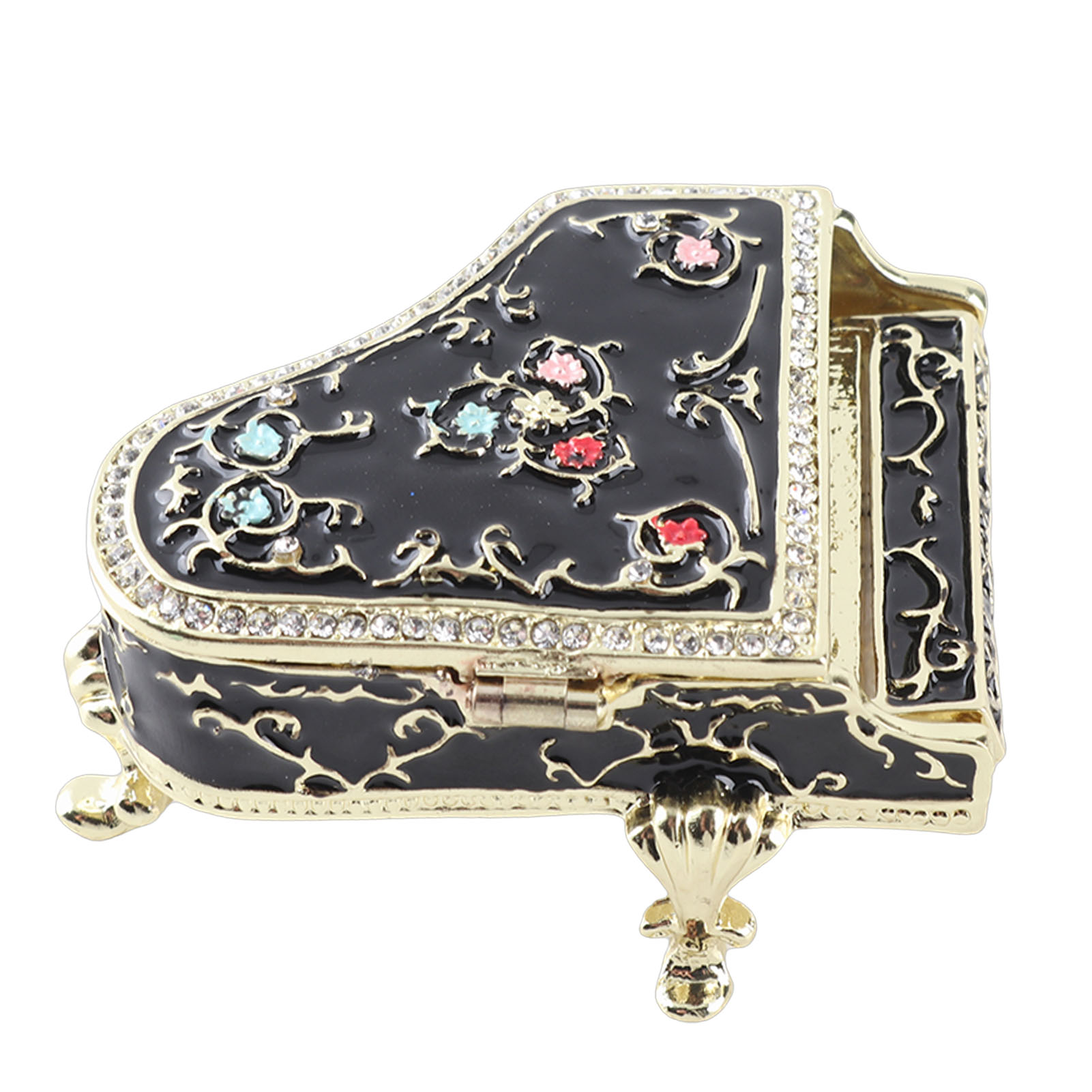 Trinket Box Mini Enamel Piano Shape Black Theme Hand Colored Alloy Decorative Jewelry Organizer For Bedroom Bathroom thumbnail 5