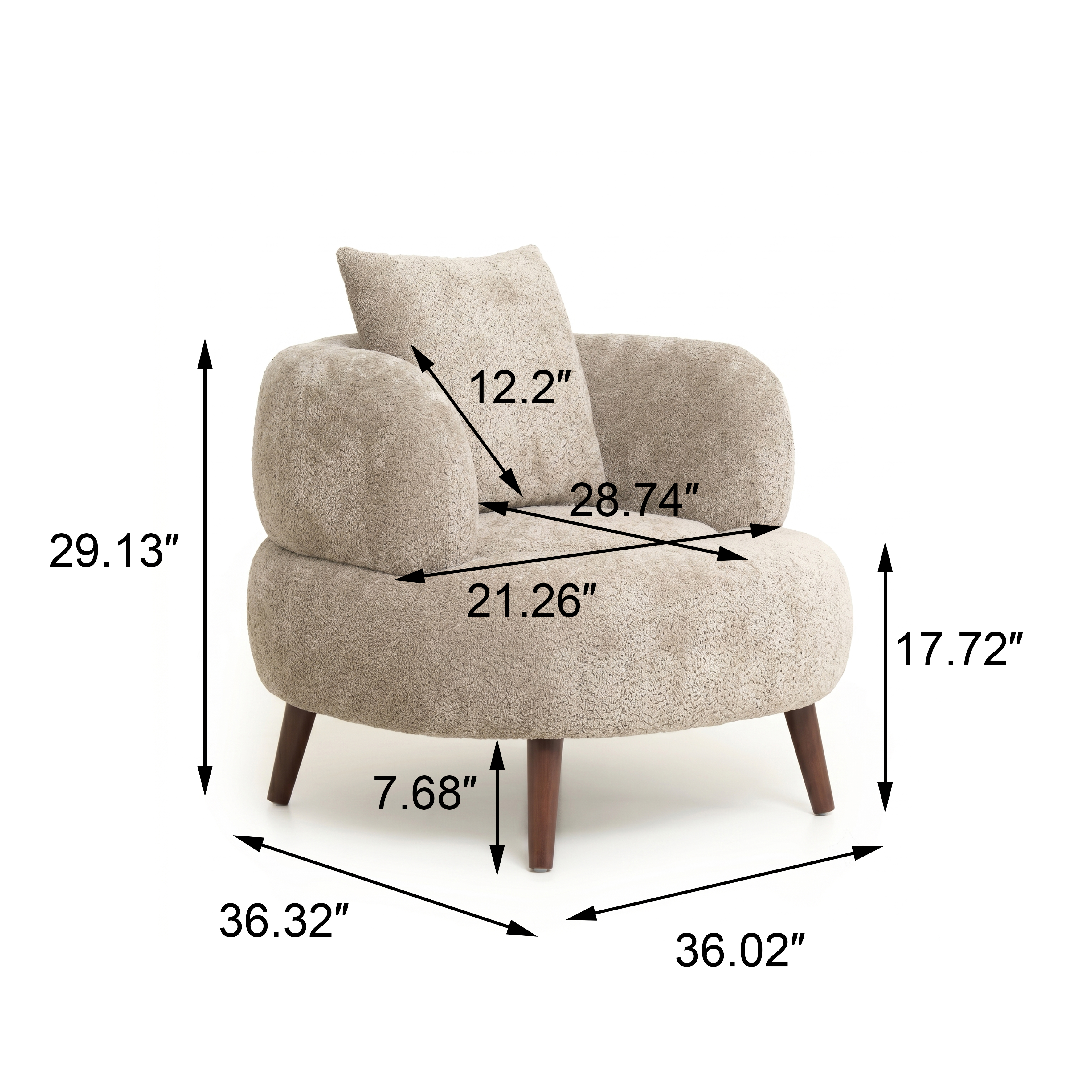 Nordic Style Lazy-Style Clubchair  36 Inches Chenille Fabric Bucket Chair  Decorative Chair  Soft Cushion With Pillow  With Ottoman  For Living Room  Study And Relaxation Room  Camel — foto 5