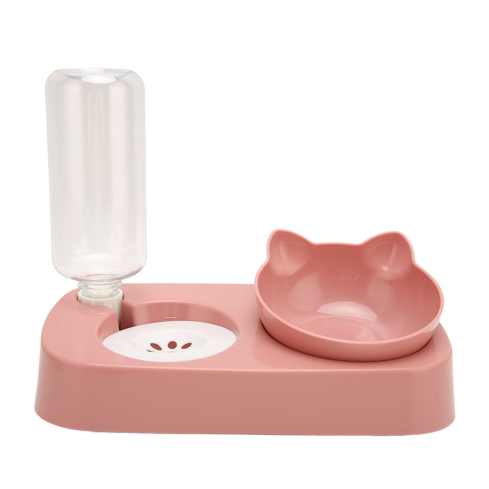 Pet Water Food Bowls Raised Detachable Automatic Water Feeder Food Dish Set For Small Medium Cat Dog Pink