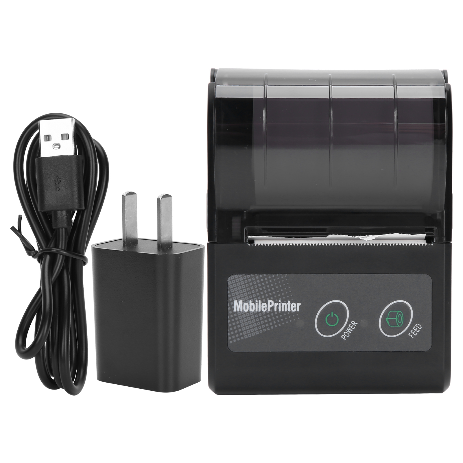 Bluetooth Thermal Receipt Printer Portable Ticket Pass Bill Mini Label Machine 100‑240VUS Plug