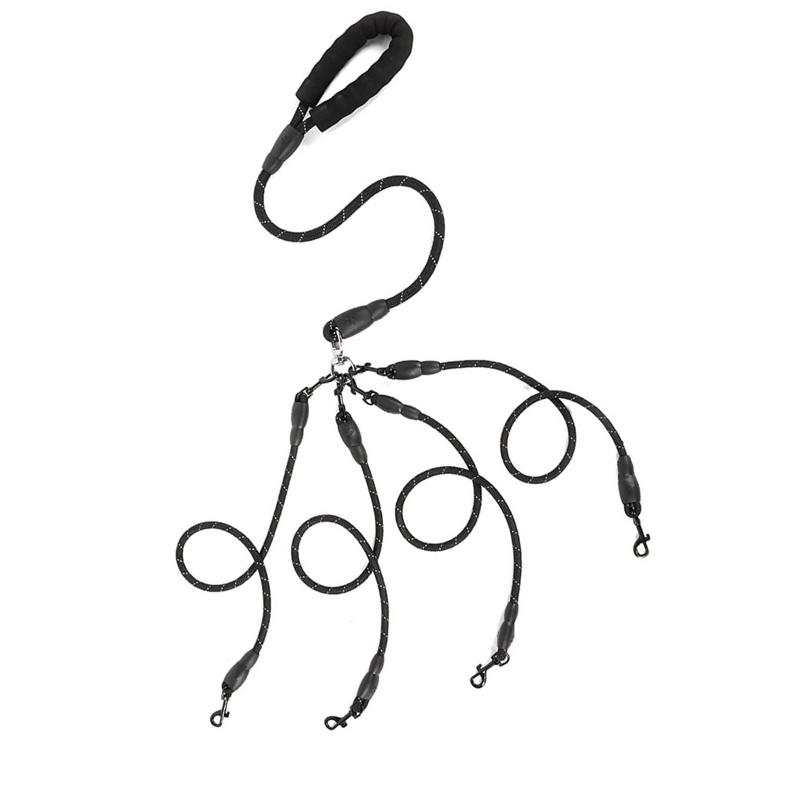 Pet Dog Wear Resistant 4-Ways Traction Rope Accessory For Outdoor Walkingblack 4 Heads 4
