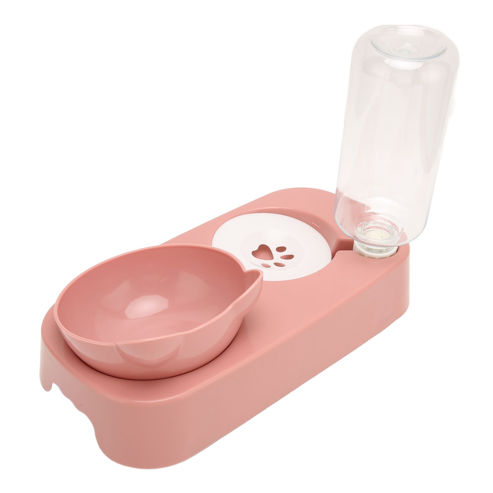 Pet Water Food Bowls Raised Detachable Automatic Water Feeder Food Dish Set For Small Medium Cat Dog Pink 3