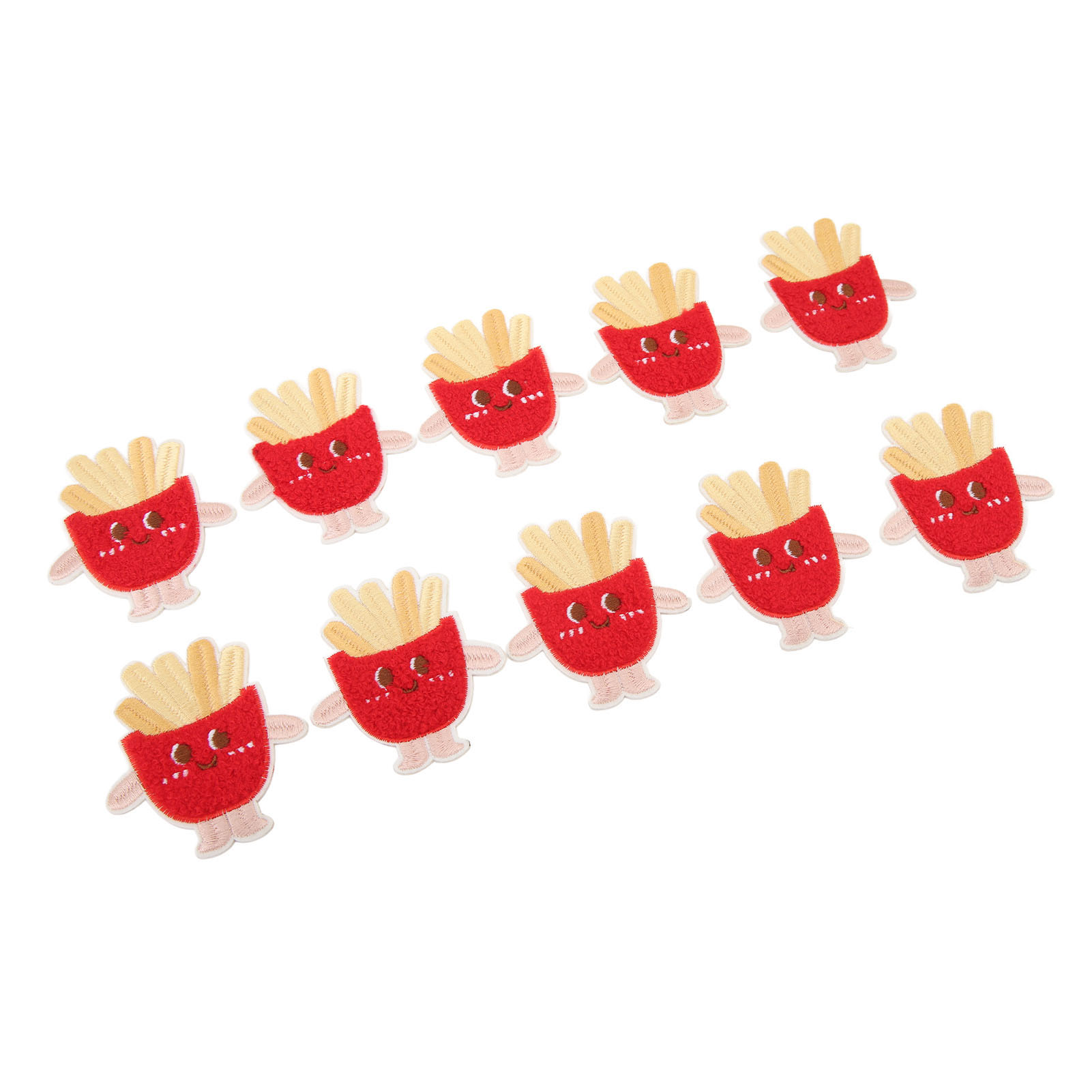 10pcs Embroidered Patches Vintage Fashionable Cute French Fries Cotton DIY Sew On Iron On Patches For Clothes Bags Skirts Shoes Pants Socks