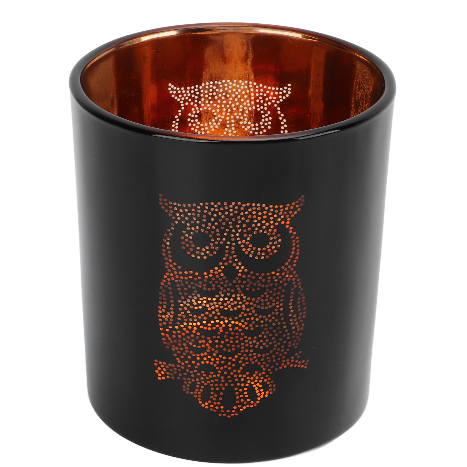 Glass Votive Candle Holder Night Owl Durable Odorless Black Glass Romantic Tealight Candle Holder For Home Office Bar