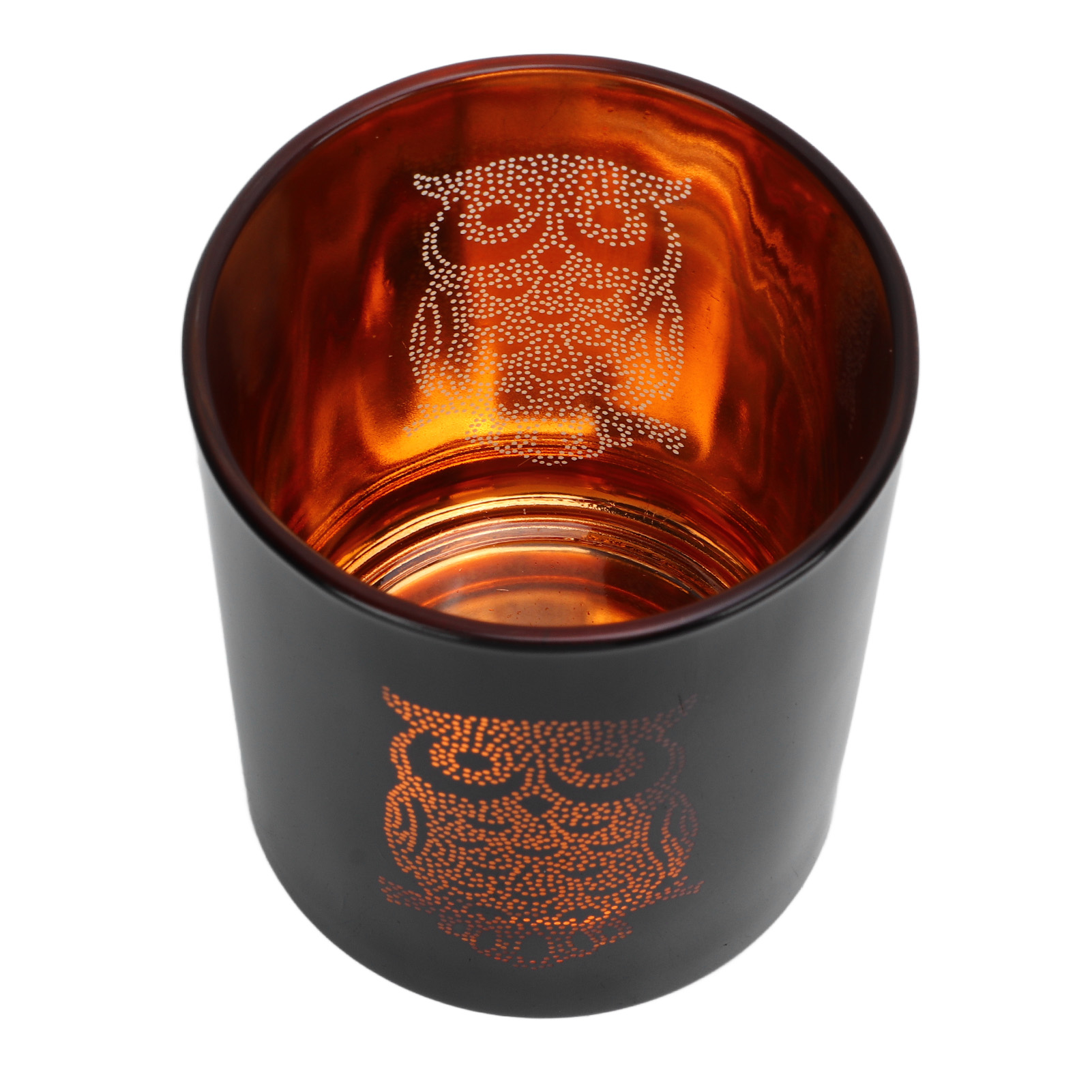 Glass Votive Candle Holder Night Owl Durable Odorless Black Glass Romantic Tealight Candle Holder For Home Office Bar thumbnail 4
