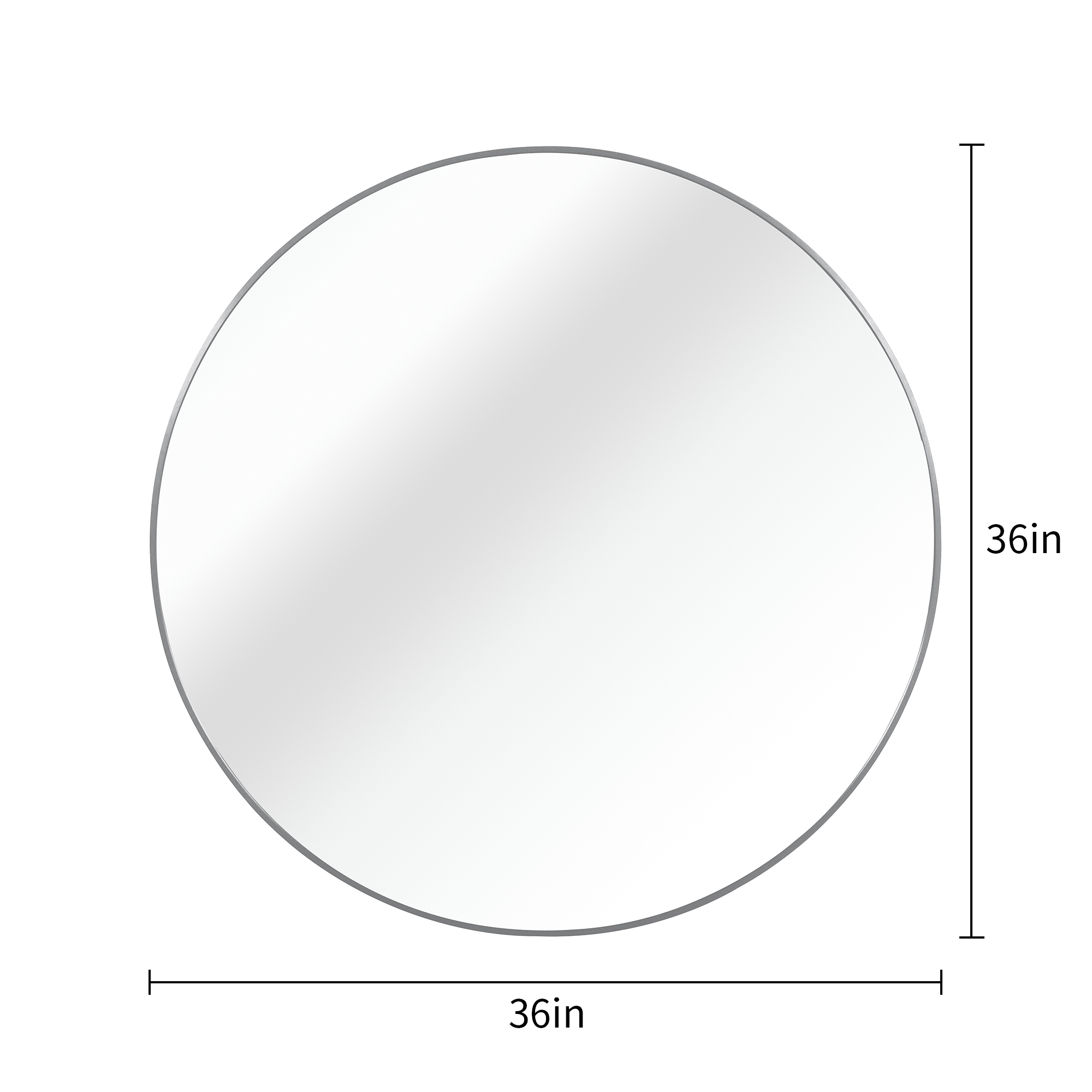 36 Inch Silver Metal Framed Round Bathrrom Mirror For Wall. W2203134961 — foto 4