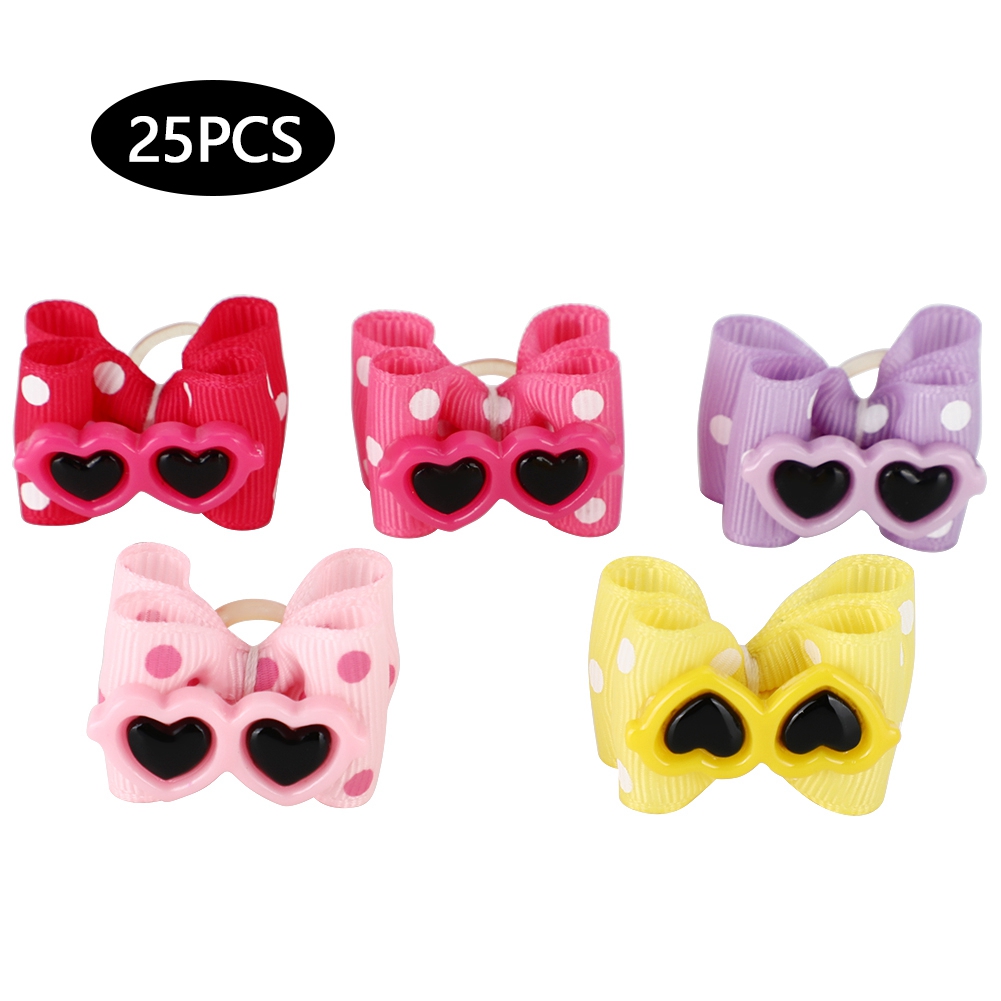 25Pcs Pet Multicolor Hair Bowknot Bows Grooming Accessories For Cat Medium Small Dog
