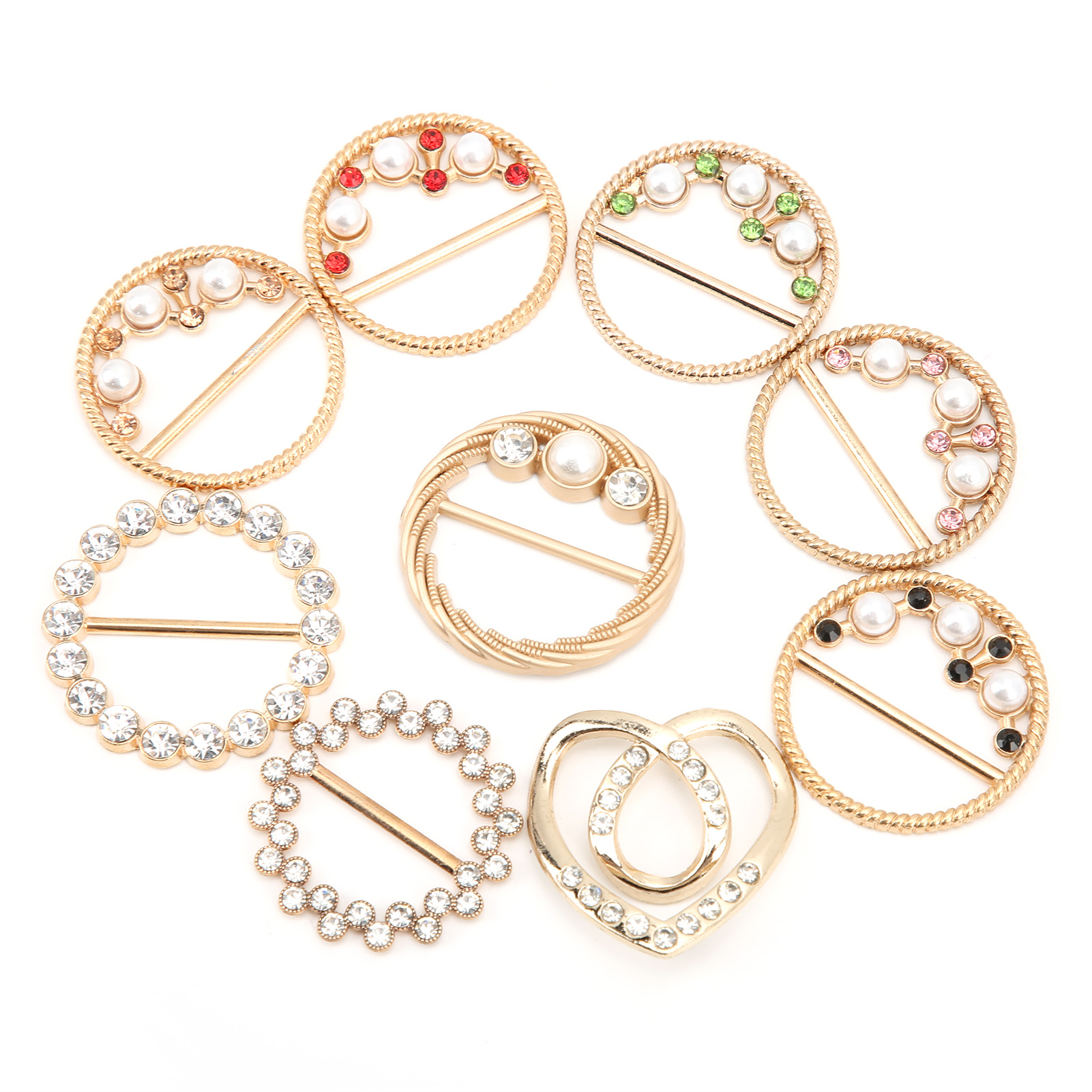 9Pcs Rhinestone Scarf Buckle Elegant Fashion Shiny Firm Stable Simplistic TShirt Clip