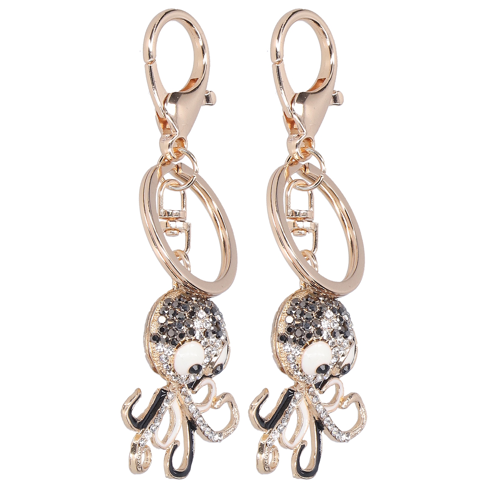 2PCS Fashion Octopus Shaped Rhinestones Keychain Key Ring Bag Charm Pendant Gift(Black Black ) — foto 5
