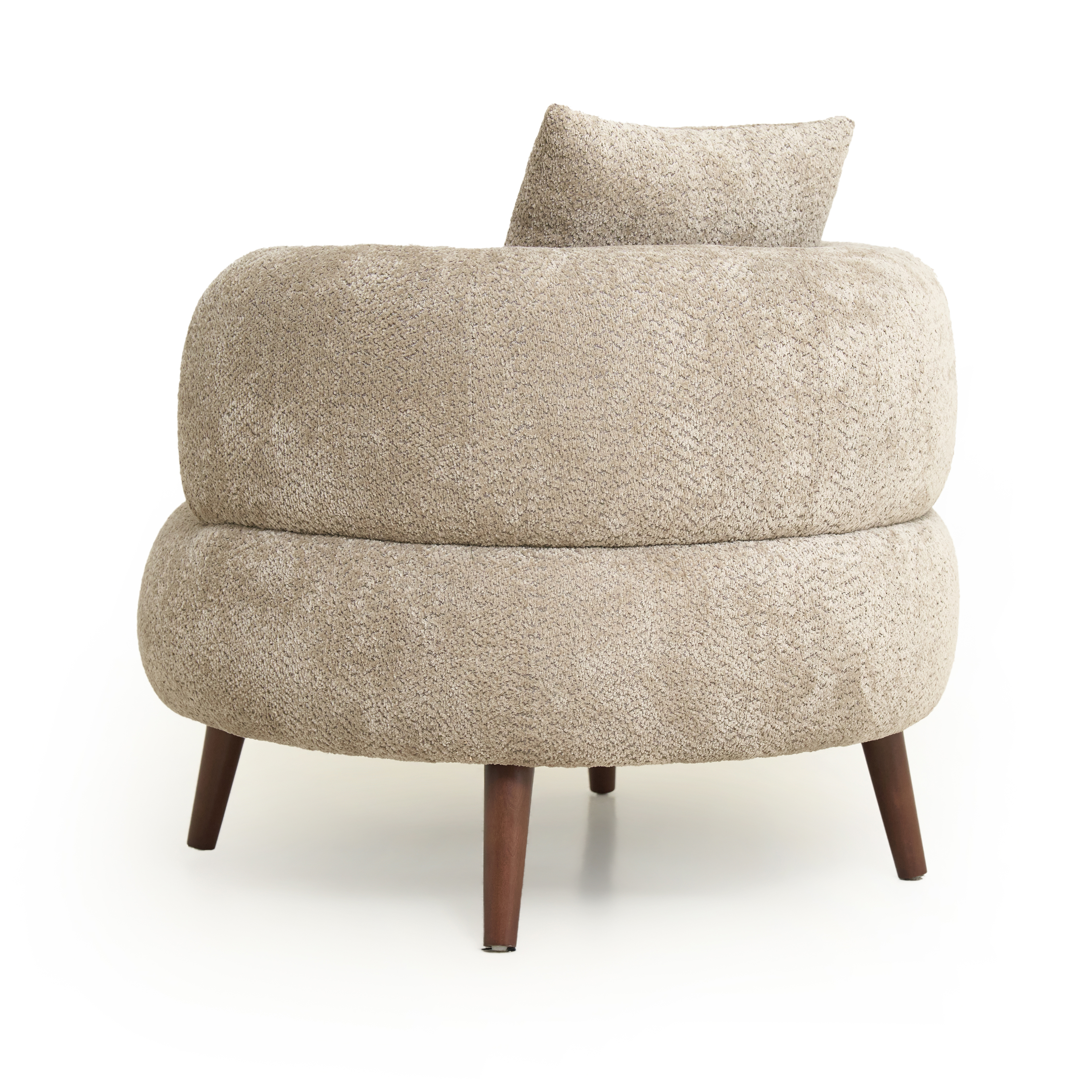 Nordic Style Lazy-Style Clubchair  36 Inches Chenille Fabric Bucket Chair  Decorative Chair  Soft Cushion With Pillow  With Ottoman  For Living Room  Study And Relaxation Room  Camel — foto 2