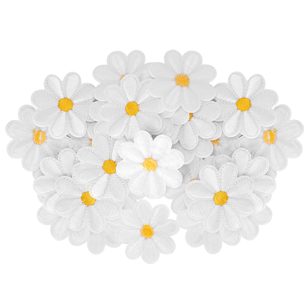 Autocollants en tissu brodé à motif marguerite, patchs en fer – Image 3