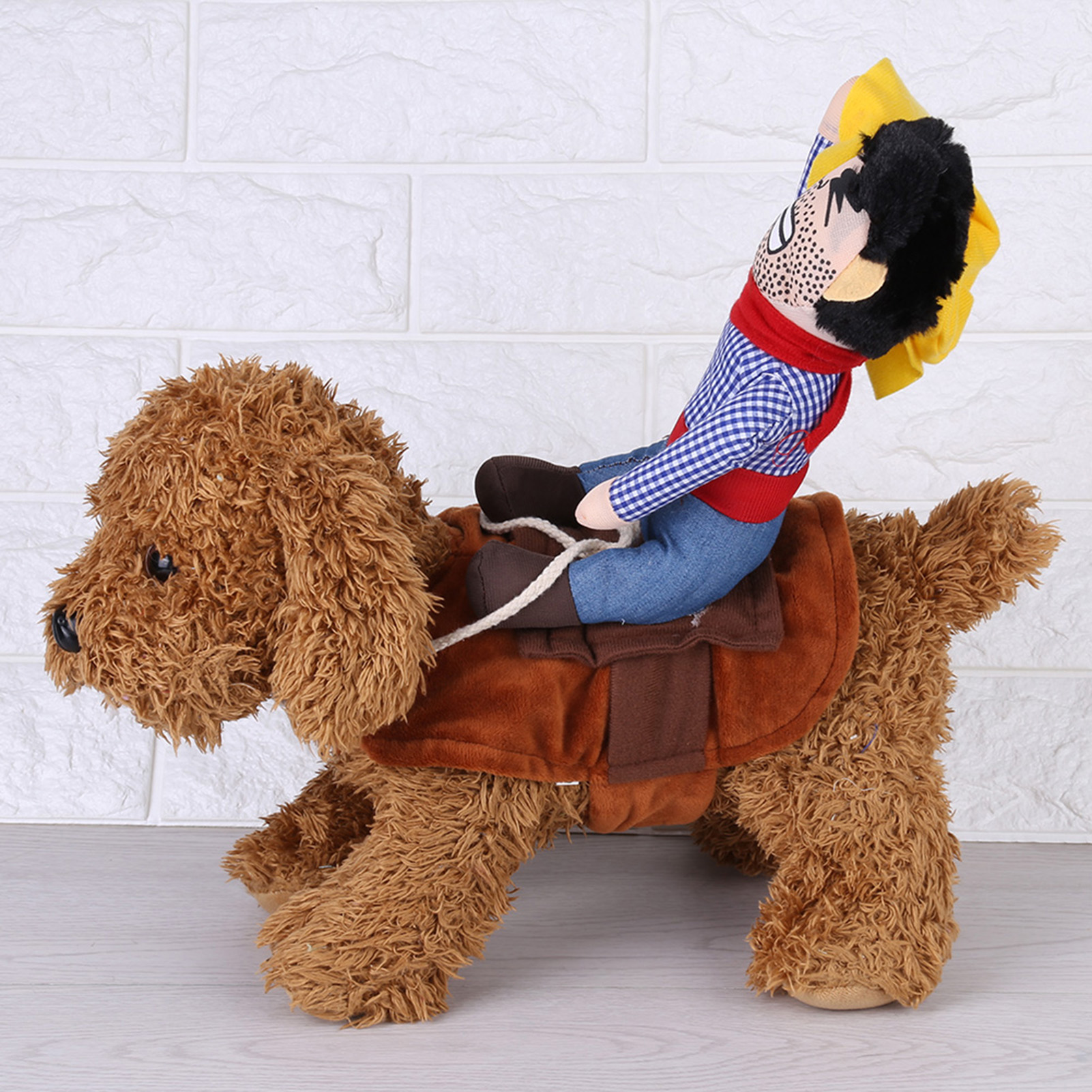 Pet Dog Cowboy Costume Funny Knight Riding Clothes Cosplay Apparel (L) 4