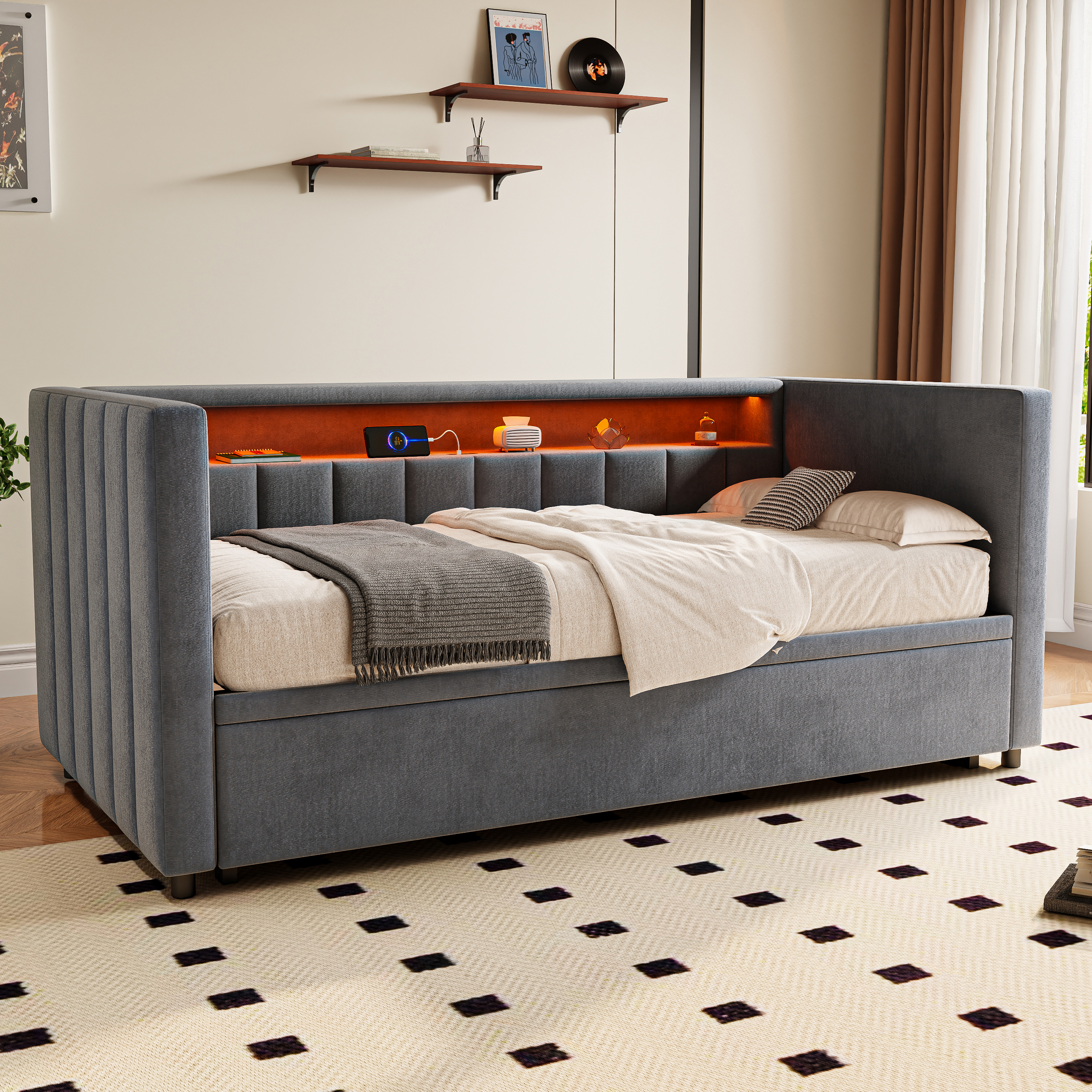 Sleeper Sofa 90x190 Cm With Pull-out Bed, USB-Type-C Port, Ambient LED — image 3