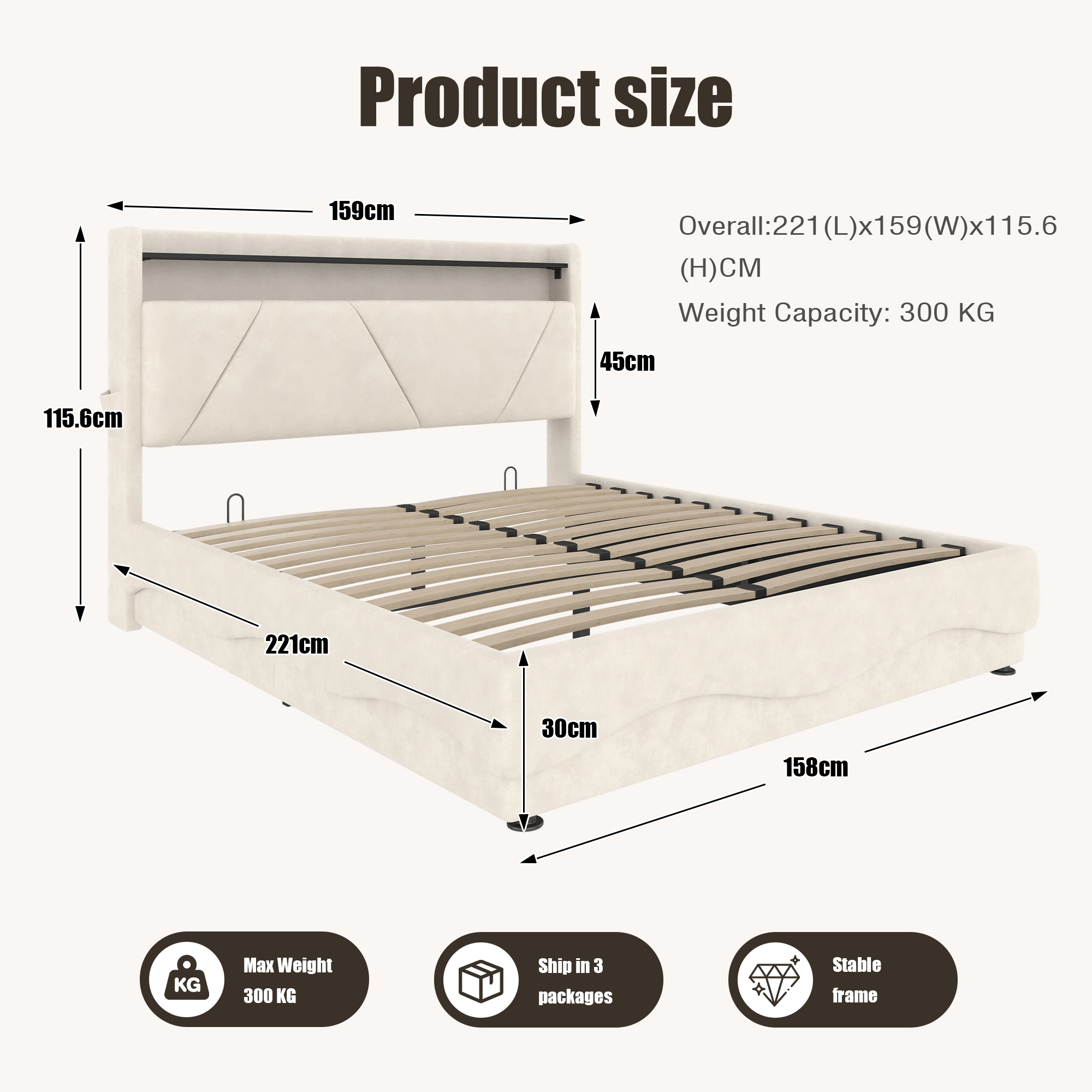 Modern Upholstered Bed Headboard With LED Lighting And Shelving Surfaces — image 5