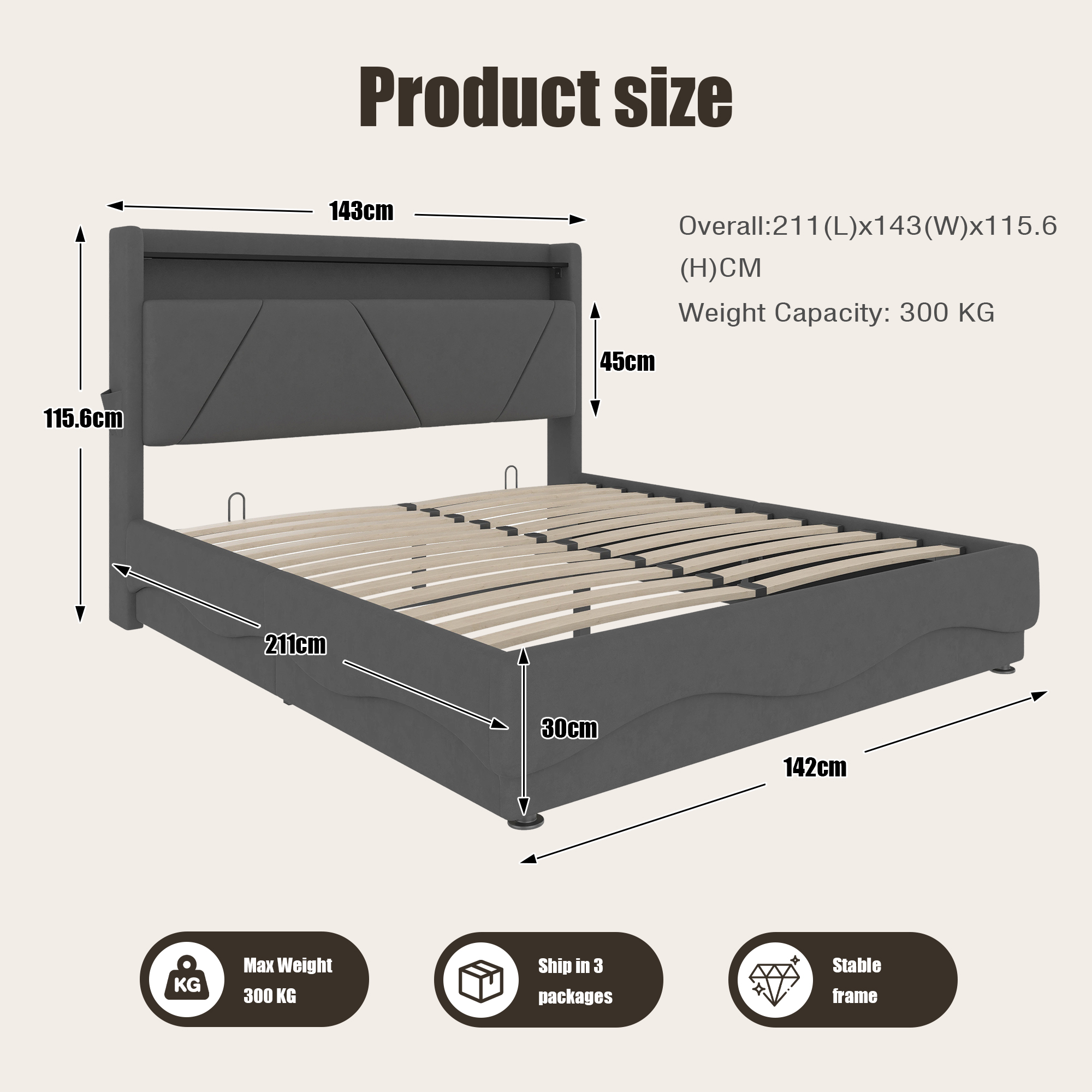 Modern Upholstered Bed Headboard With LED Lighting And Shelving Surfaces — image 4
