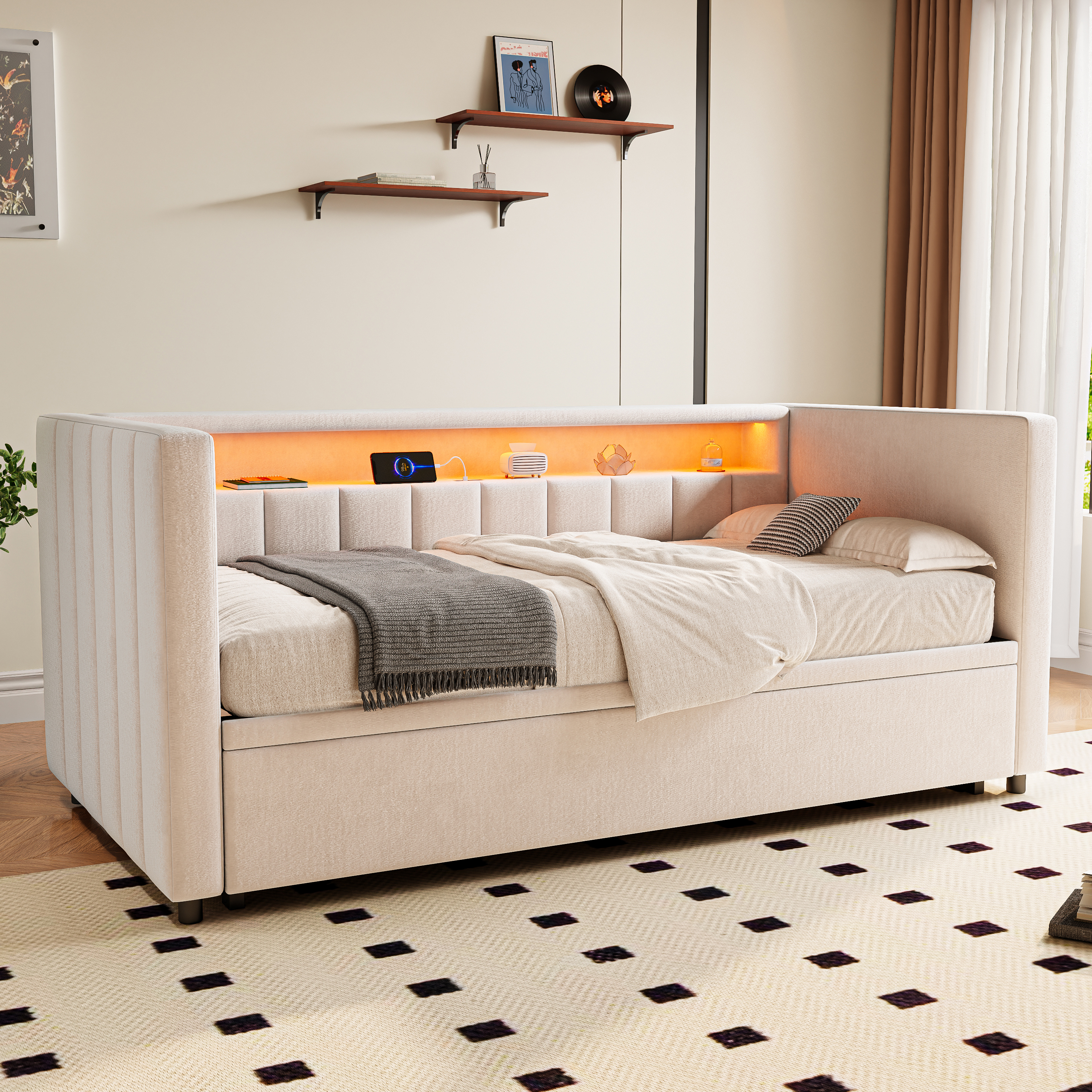Sleeper Sofa 90x190 Cm With Pull-out Bed, USB-Type-C Port, Ambient LED — image 3