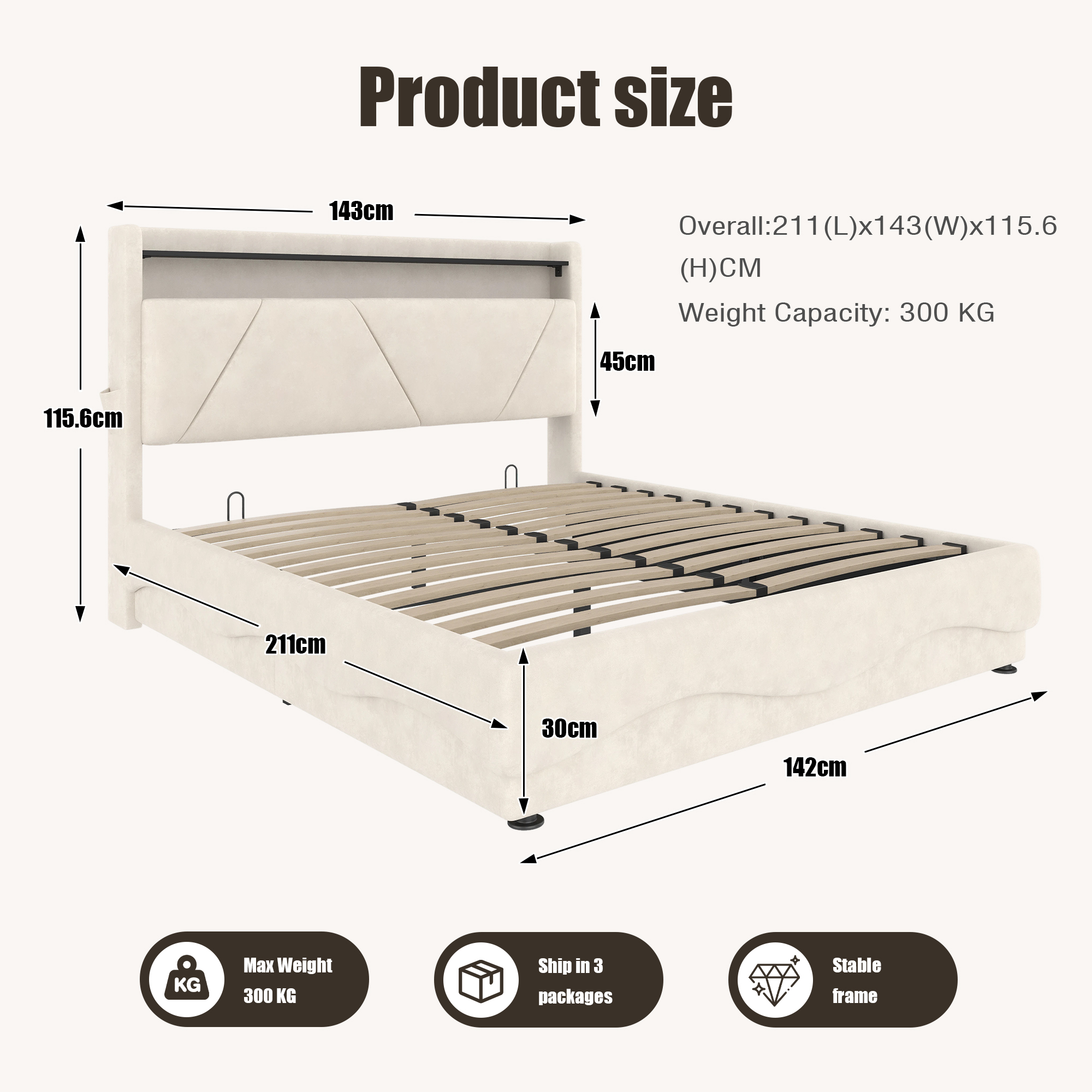 Modern Upholstered Bed Headboard With LED Lighting And Shelving Surfaces — image 5