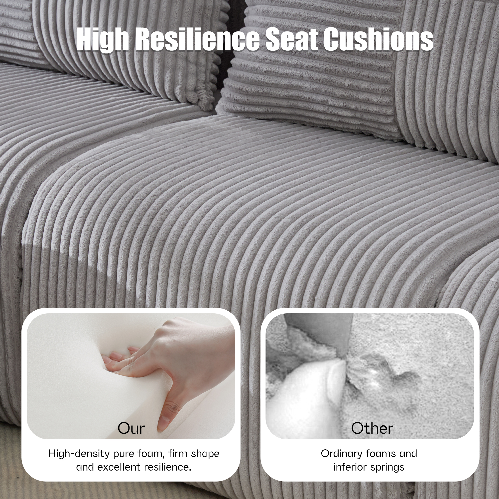 Modular 2-Seater Corduroy Sofa With Ottomans, Freely Configurable Set Cup — image 2