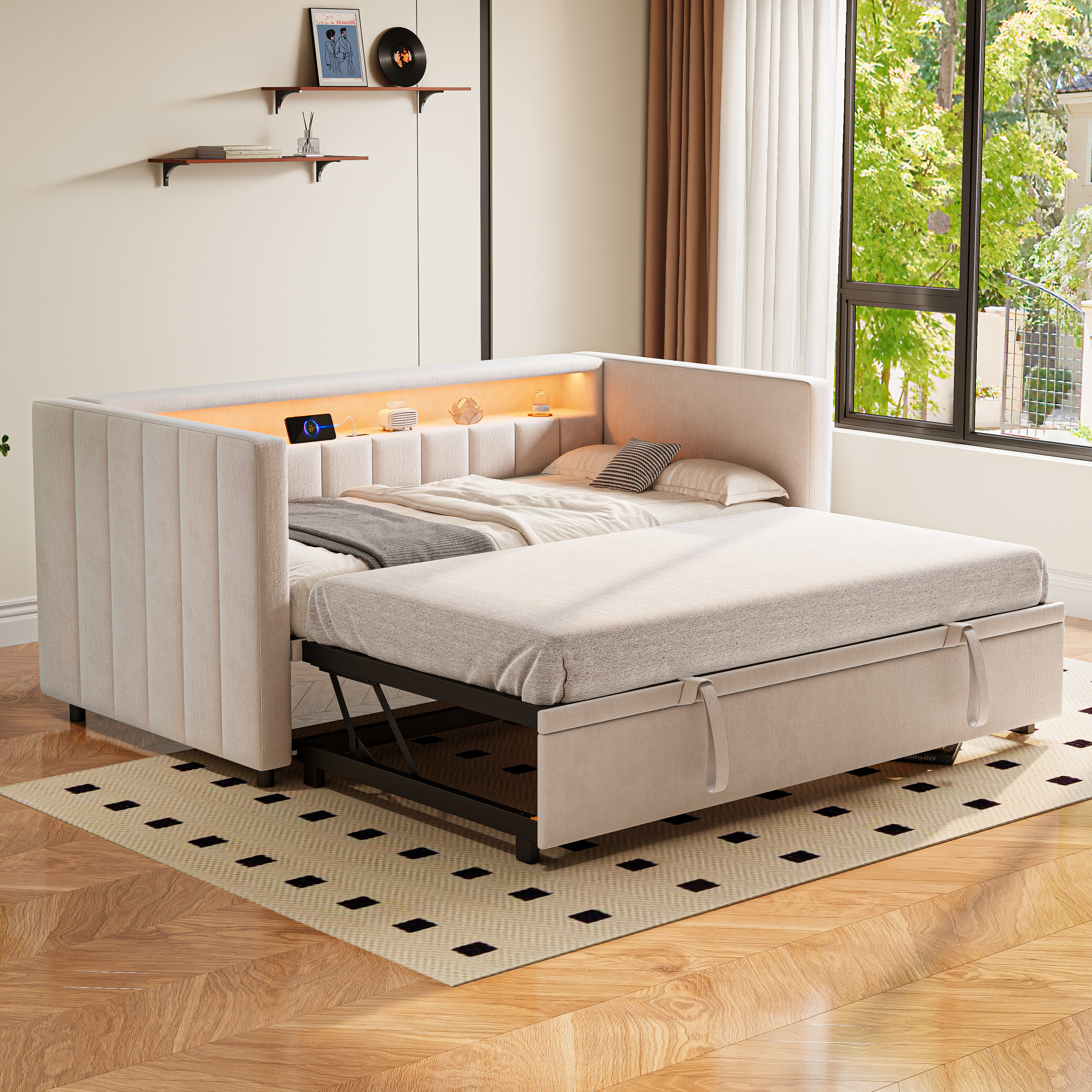 Sleeper Sofa 90x190 Cm With Pull-out Bed, USB-Type-C Port, Ambient LED — image 4