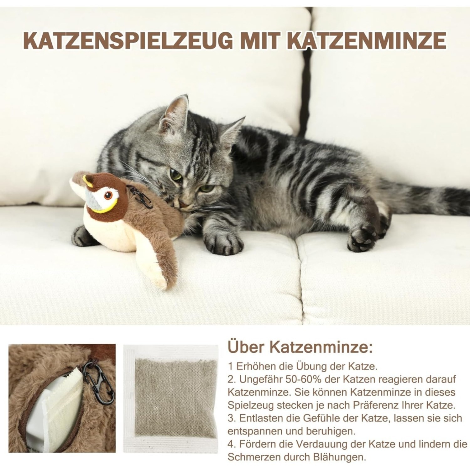 TGFIX Electric Cat Toy Bird For Self-Play - Interactive Automatic Cat Toy With Catnip, Rechargeable Puzzle Cat Toy For Cats To Play And Kick 4