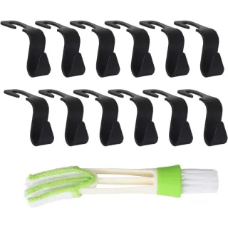13TLG Car Bag Holder,12 Car Seat Organizers With 1 Automotive Air Conditioner Brush, Car Seat Back Hooks For Bags, Wallets, Fabric, Groceries