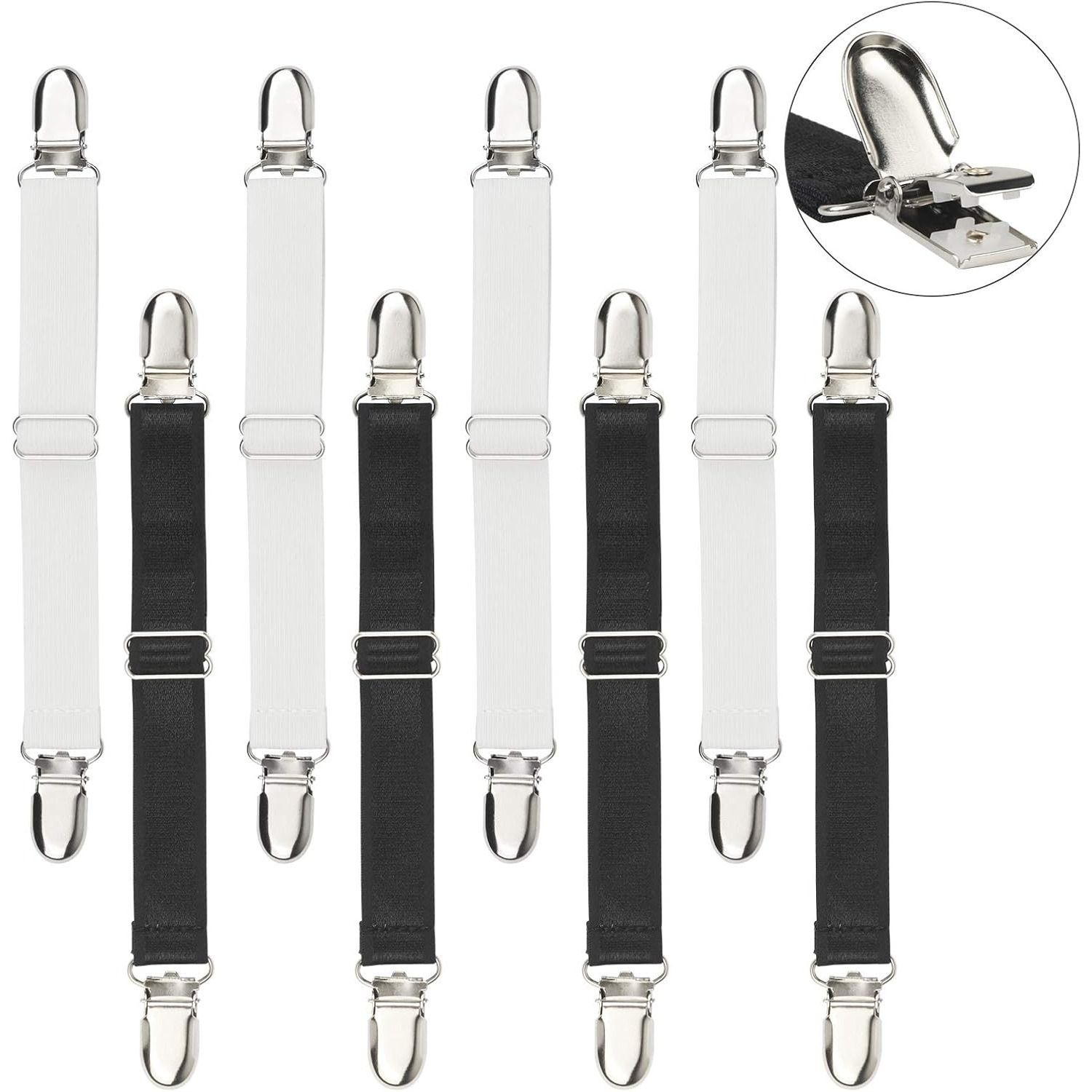 Sheet Straps - 8-Piece Set - Adjustable - White And Black — foto 4