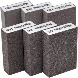 6-Piece Set Of Assorted Sanding Sponges For Wood; Reusable Sanding Block; 60/80/100/120/180/220 Grit Sanding Sponge Block For Polishing Wood, Drywall, Metal, Glass, And Various Mat